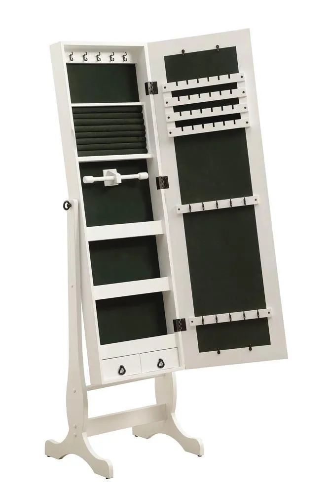 Batista White Jewelry Cheval Mirror with Drawers - Image 2