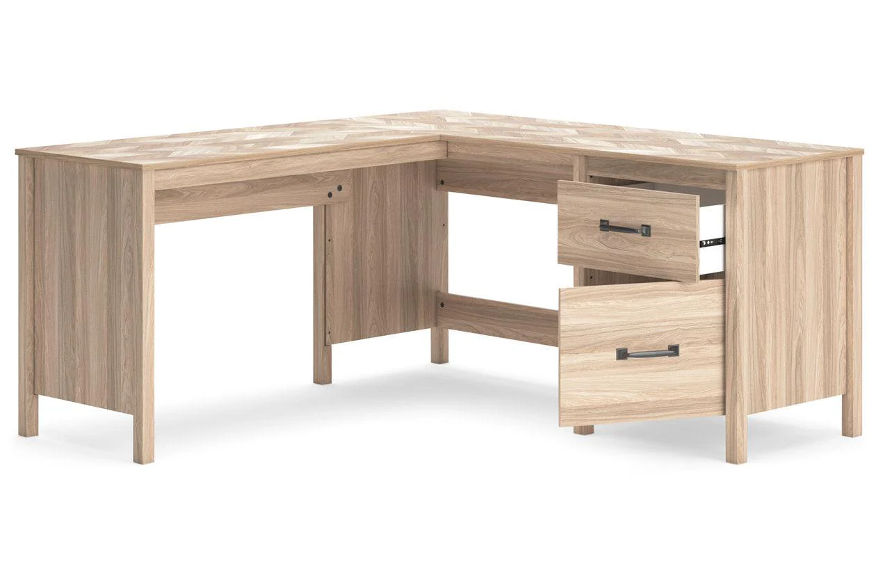 Battelle Tan 60" Home Office Desk with Return - Image 2