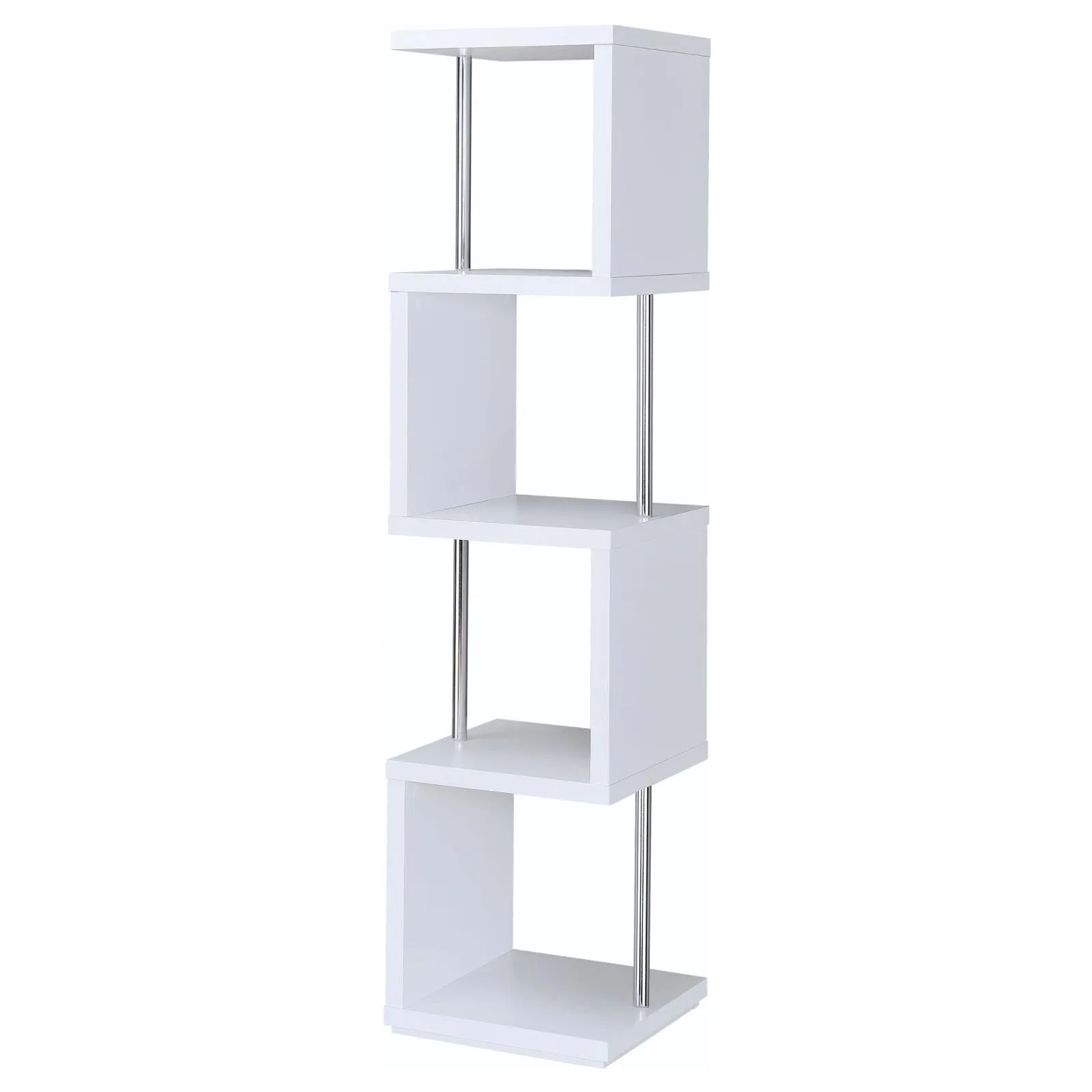 Baxter White/Chrome 4-Shelf Bookcase - Image 6