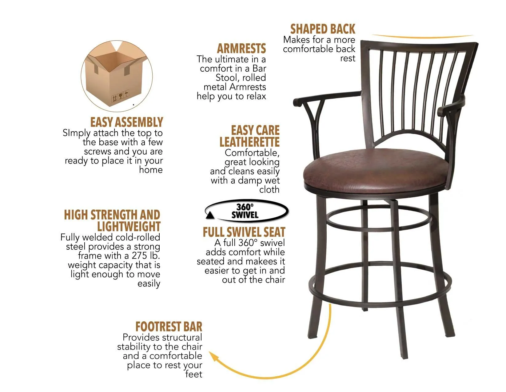 Bayview 24″ Counter Stool, Swivel - Image 9