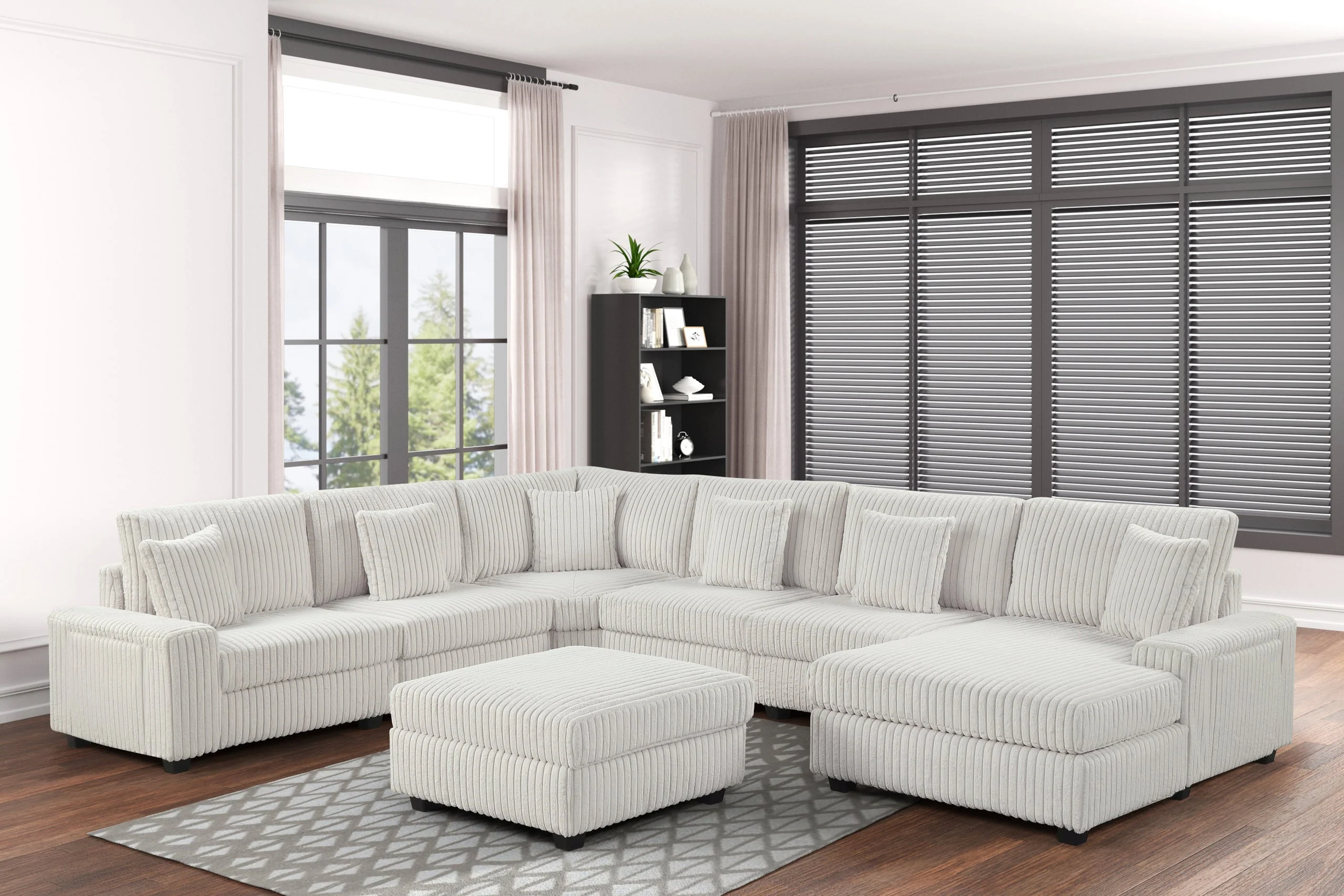 Bazooka Beige 7-Piece Sectional with Ottoman - Image 2