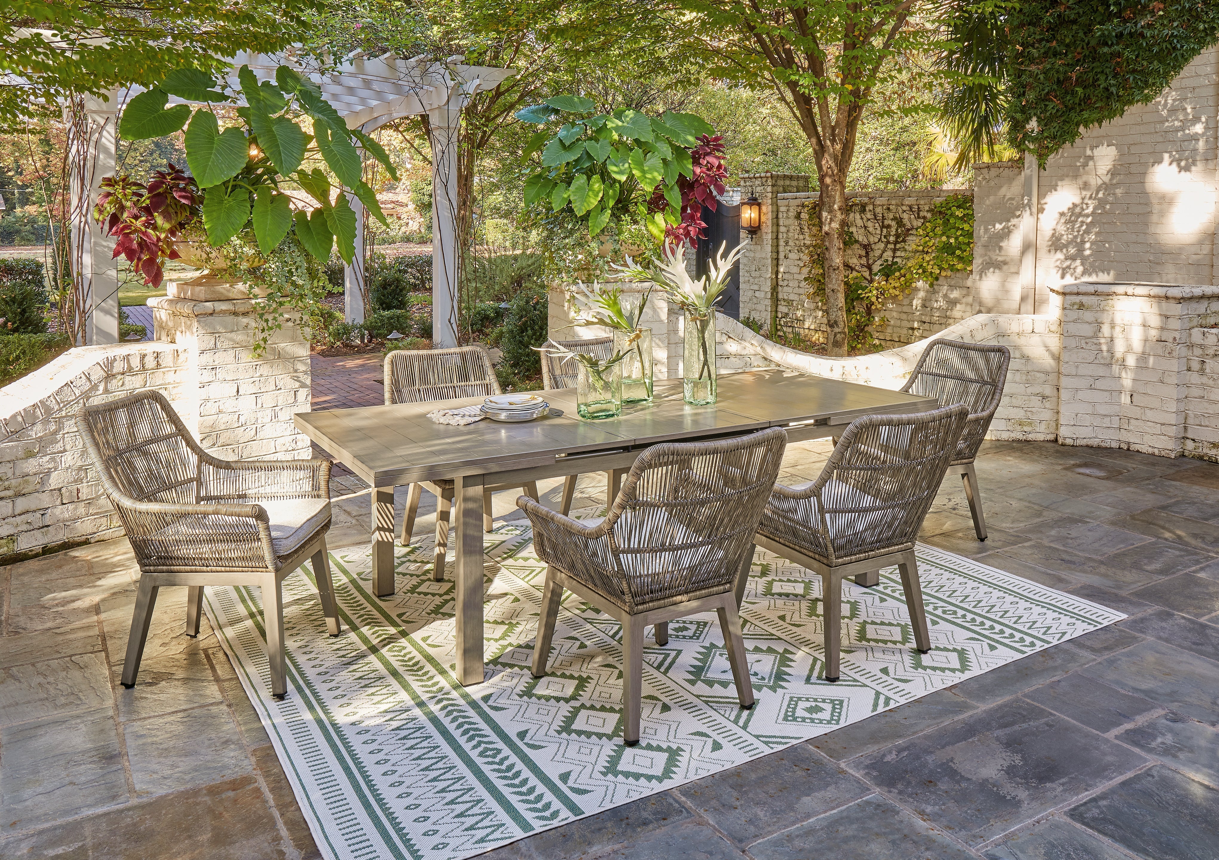 Beach Beige Front Outdoor Dining Table and 6 Chairs - Image 6