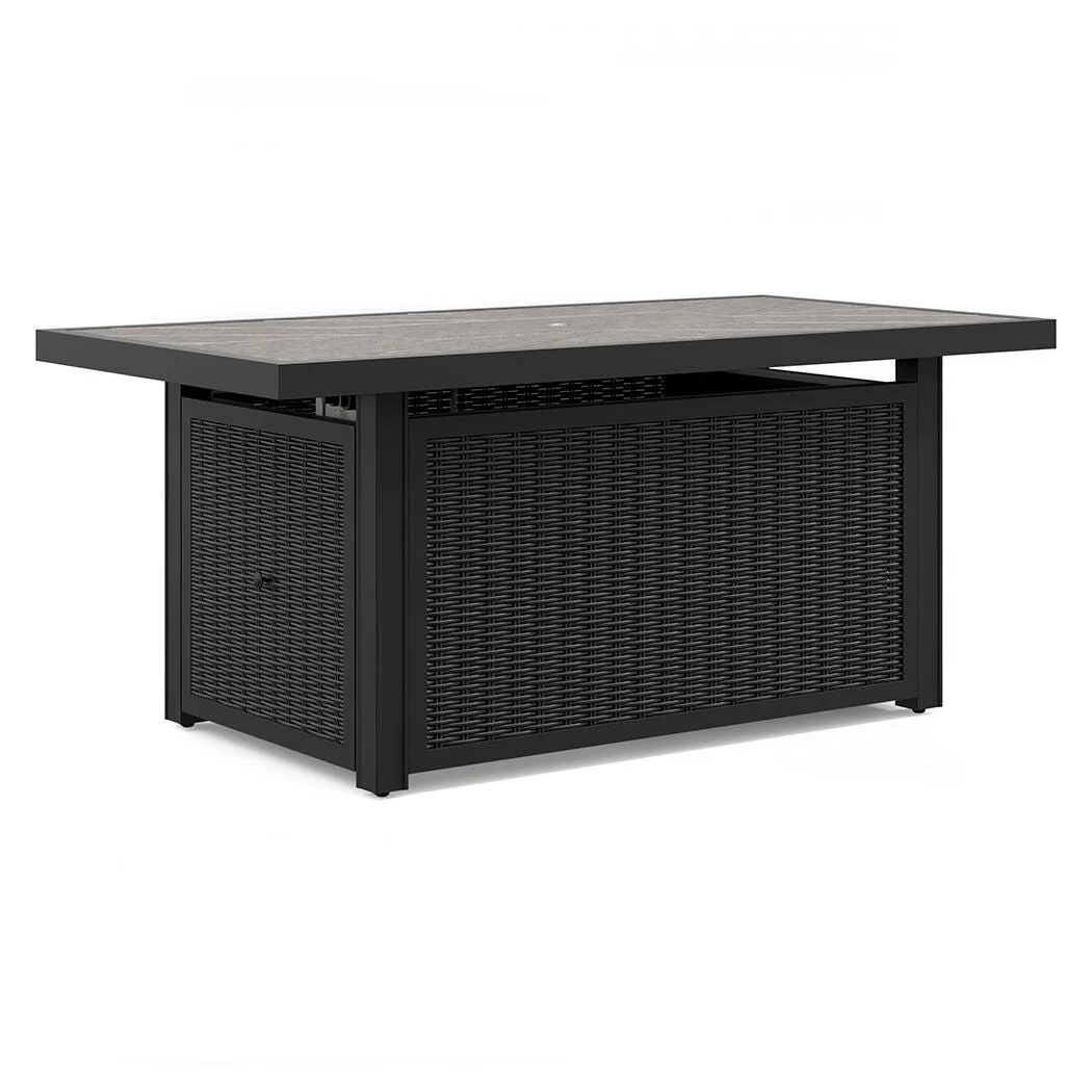 Beachcroft Black/Light Gray 3-Piece Outdoor Sectional with Fire Pit Table - Image 3
