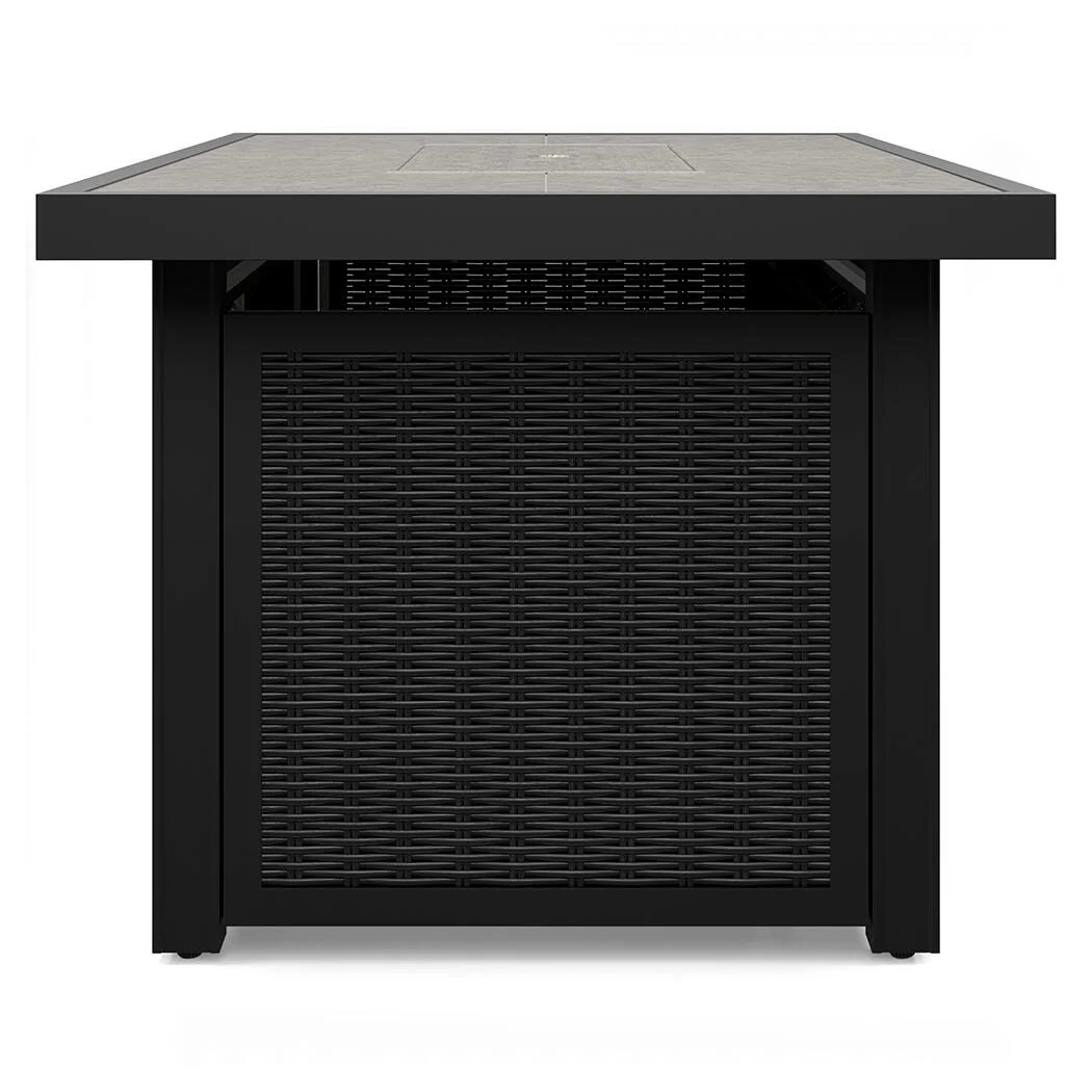 Beachcroft Black/Light Gray 3-Piece Outdoor Sectional with Fire Pit Table - Image 4