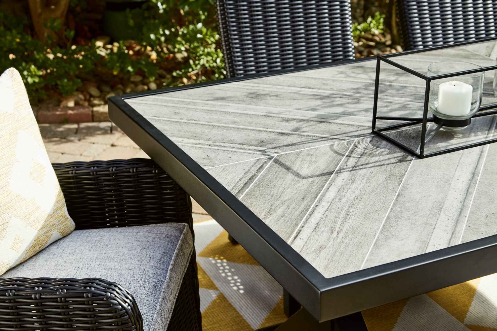 Beachcroft Black/Light Gray Outdoor Dining Table and 6 Chairs - Image 23