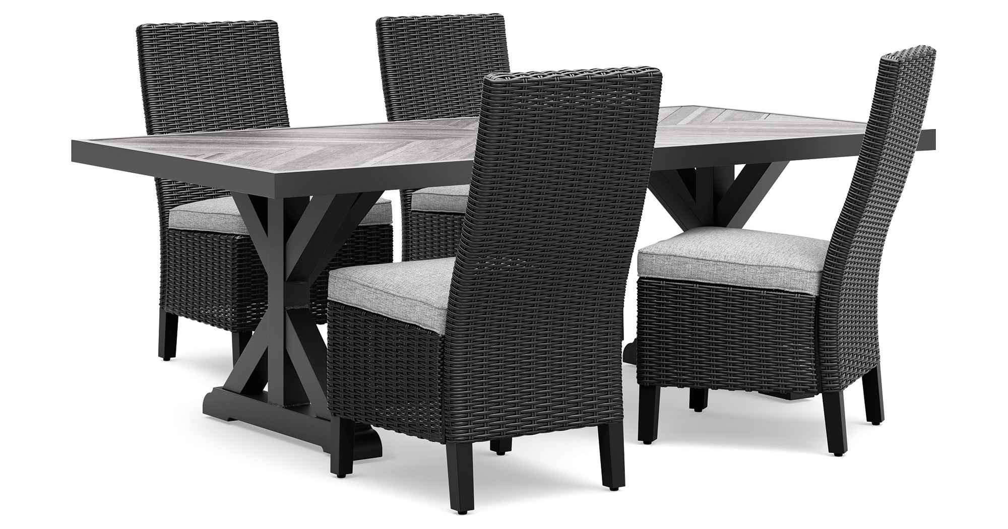 Beachcroft Black/Light Gray Outdoor Dining Table and 4 Chairs