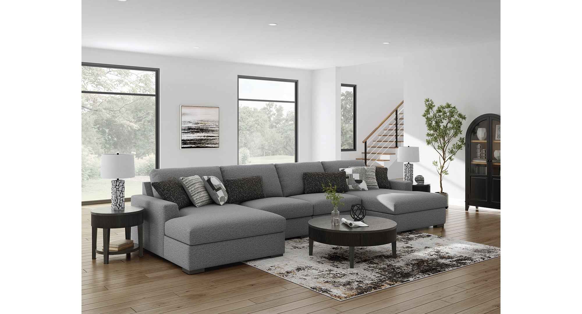 Bealton Salt and Pepper 4-Piece Sectional with Double Chaise - Image 3