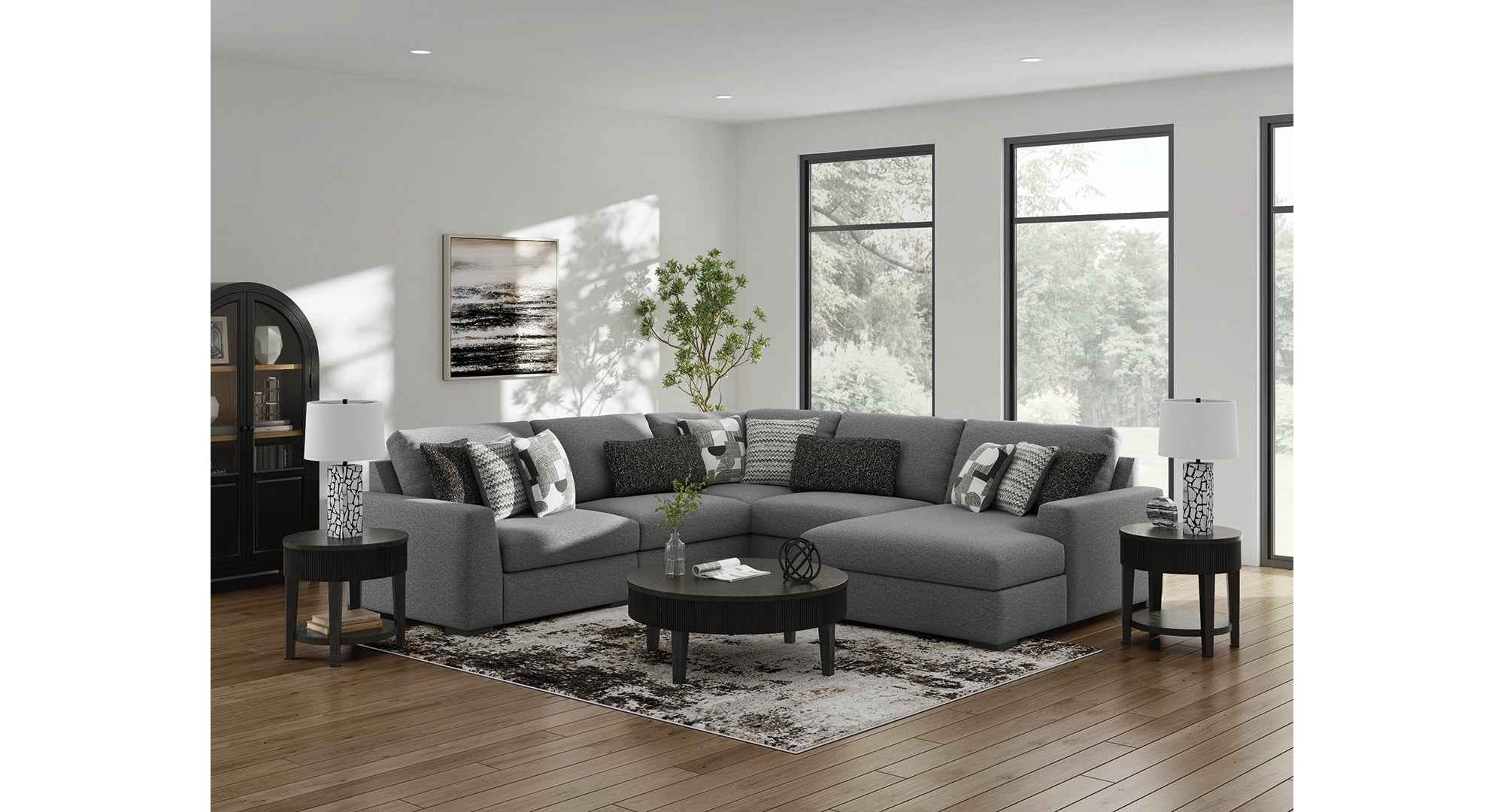 Bealton Salt and Pepper 5-Piece Sectional with RAF Chaise - Image 3