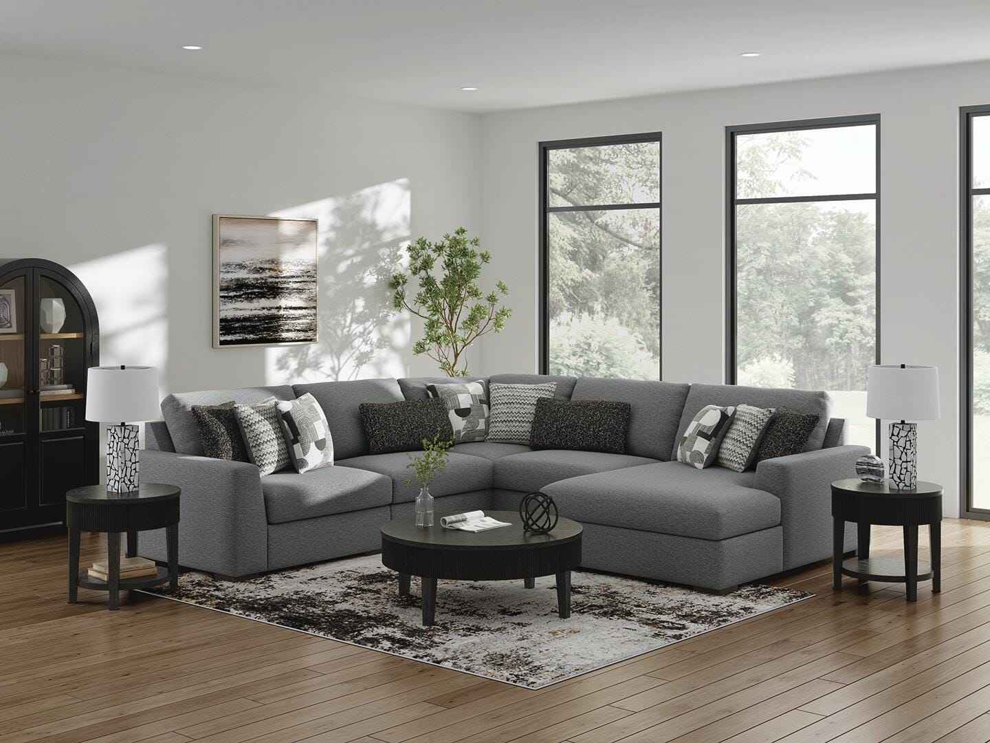 Bealton Salt and Pepper 5-Piece Sectional with RAF Chaise - Image 4