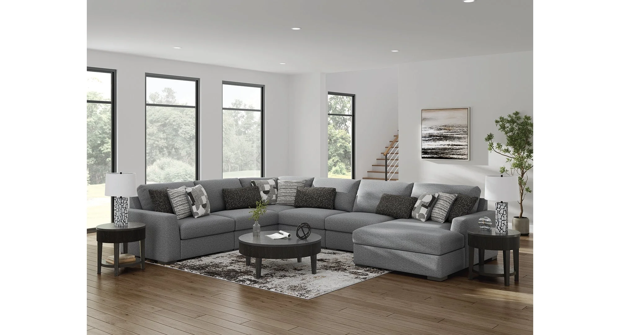 Bealton Salt and Pepper 6-Piece Sectional with RAF Chaise - Image 6
