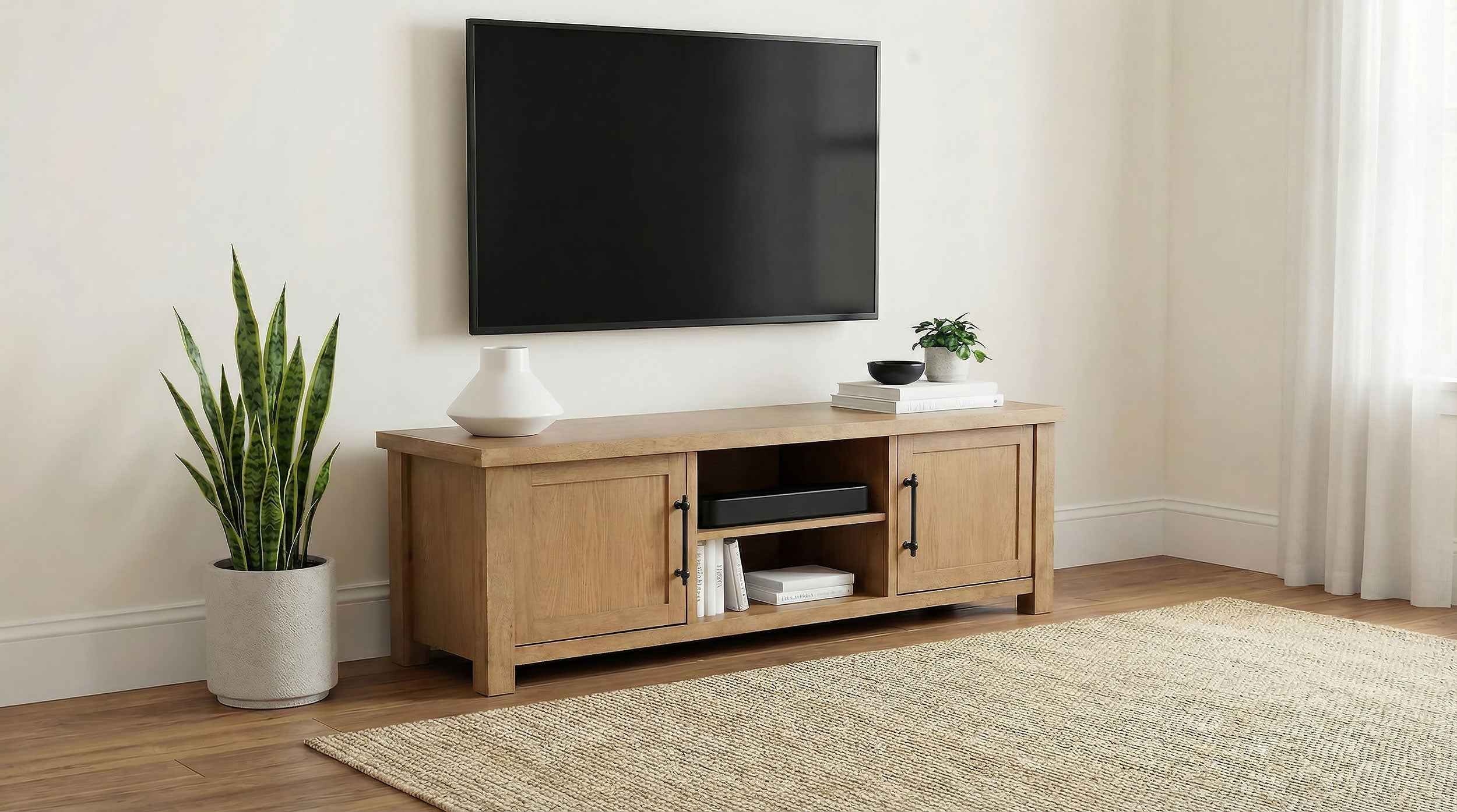 Beasley Golden Oak 2-Door 71-Inch Wood TV Stand Media Console