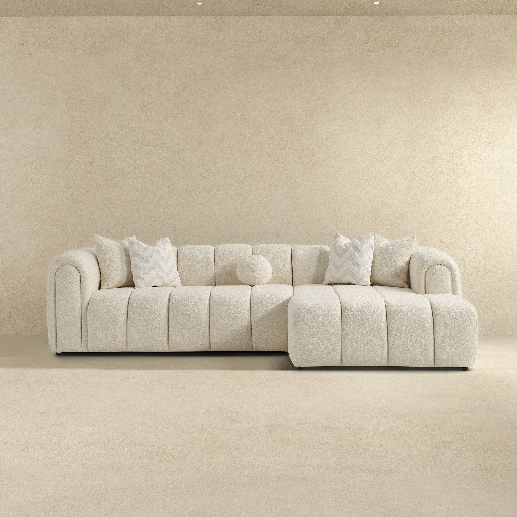 Beatrice Modern Tufted Ivory Boucle Right-Facing Sectional Sofa - Image 2
