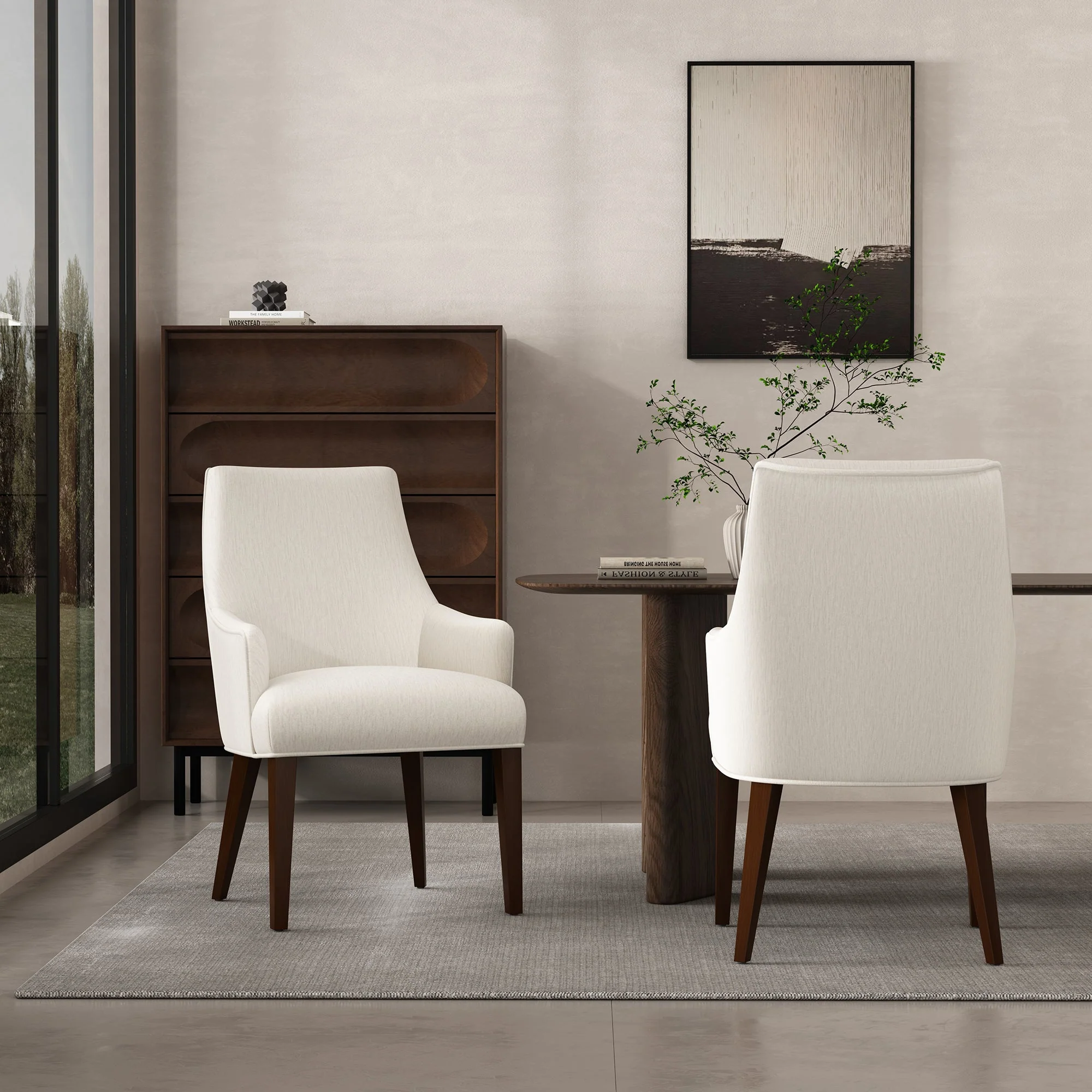 Beever Dining Armchair in Cream (set of 2) - Image 2