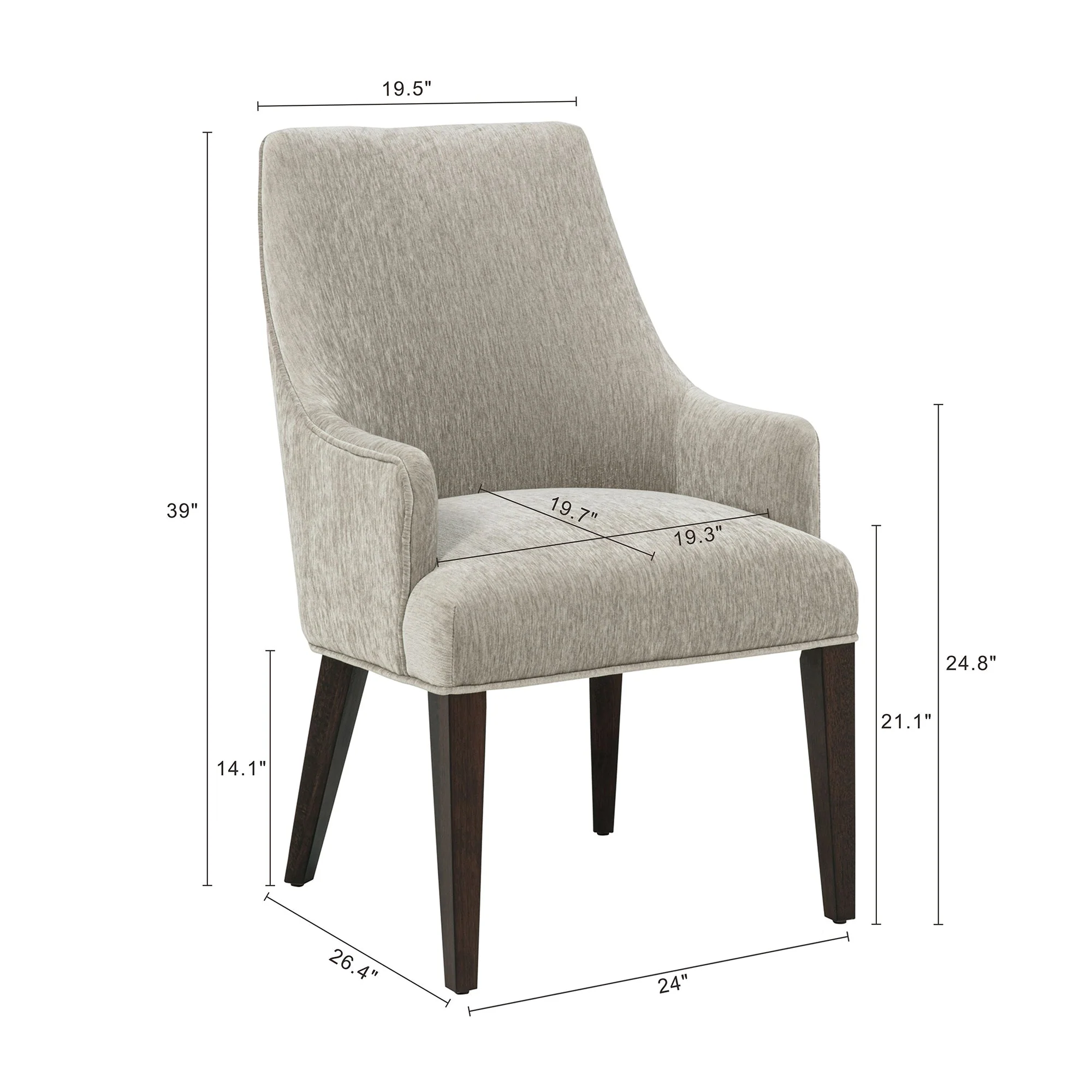 Beever Dining Armchair in Taupe - Image 3