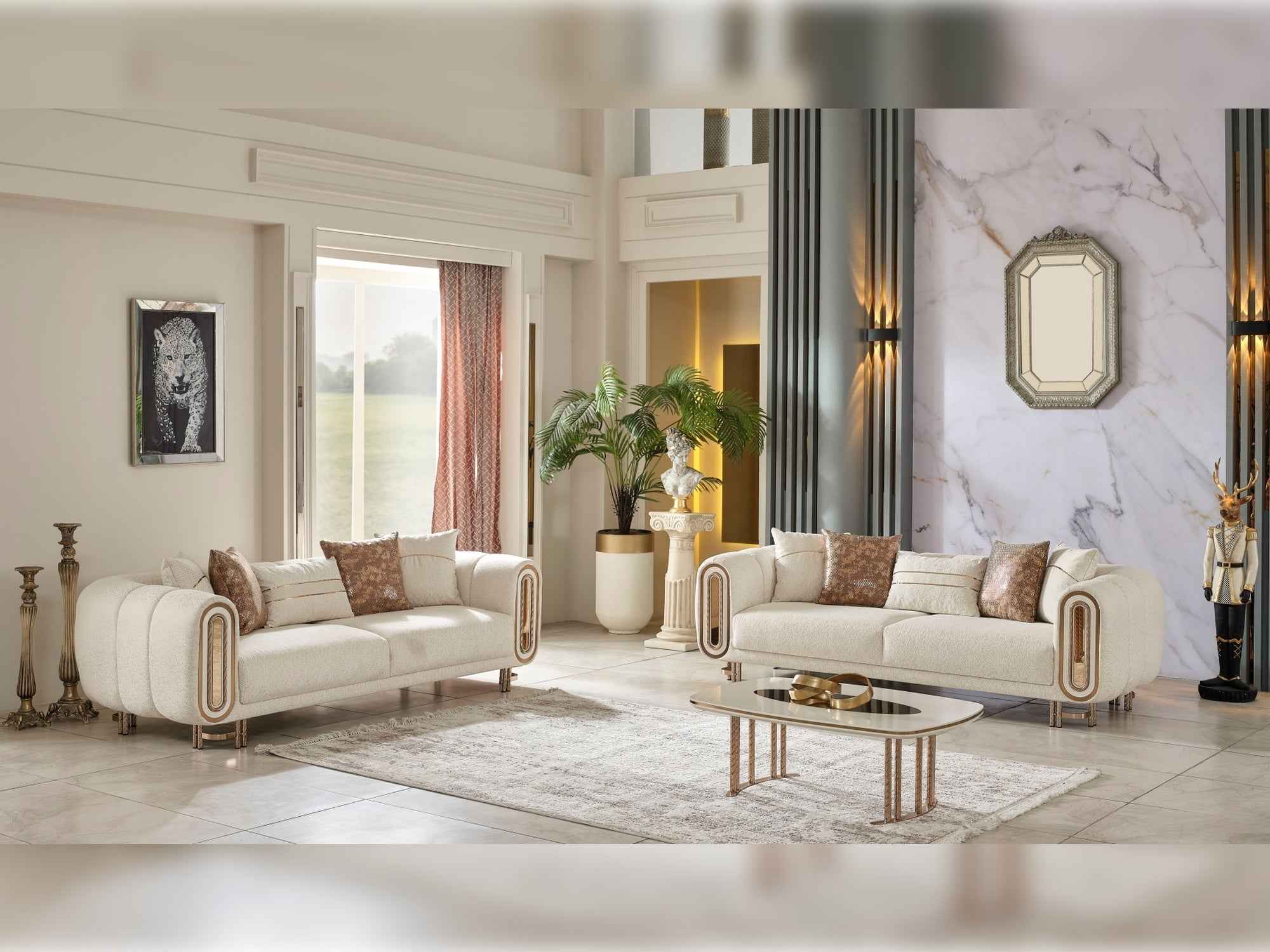 Bella Cream 3-pieces (Sofa & Loveseat & Chair) Living Room Set - Image 3