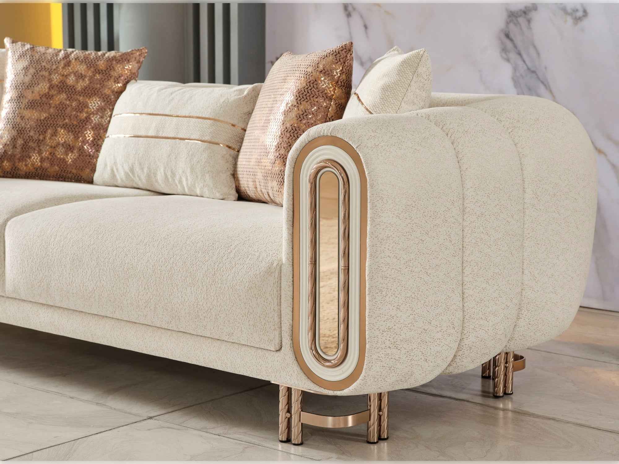 Bella Cream Stationary Loveseat - Image 3