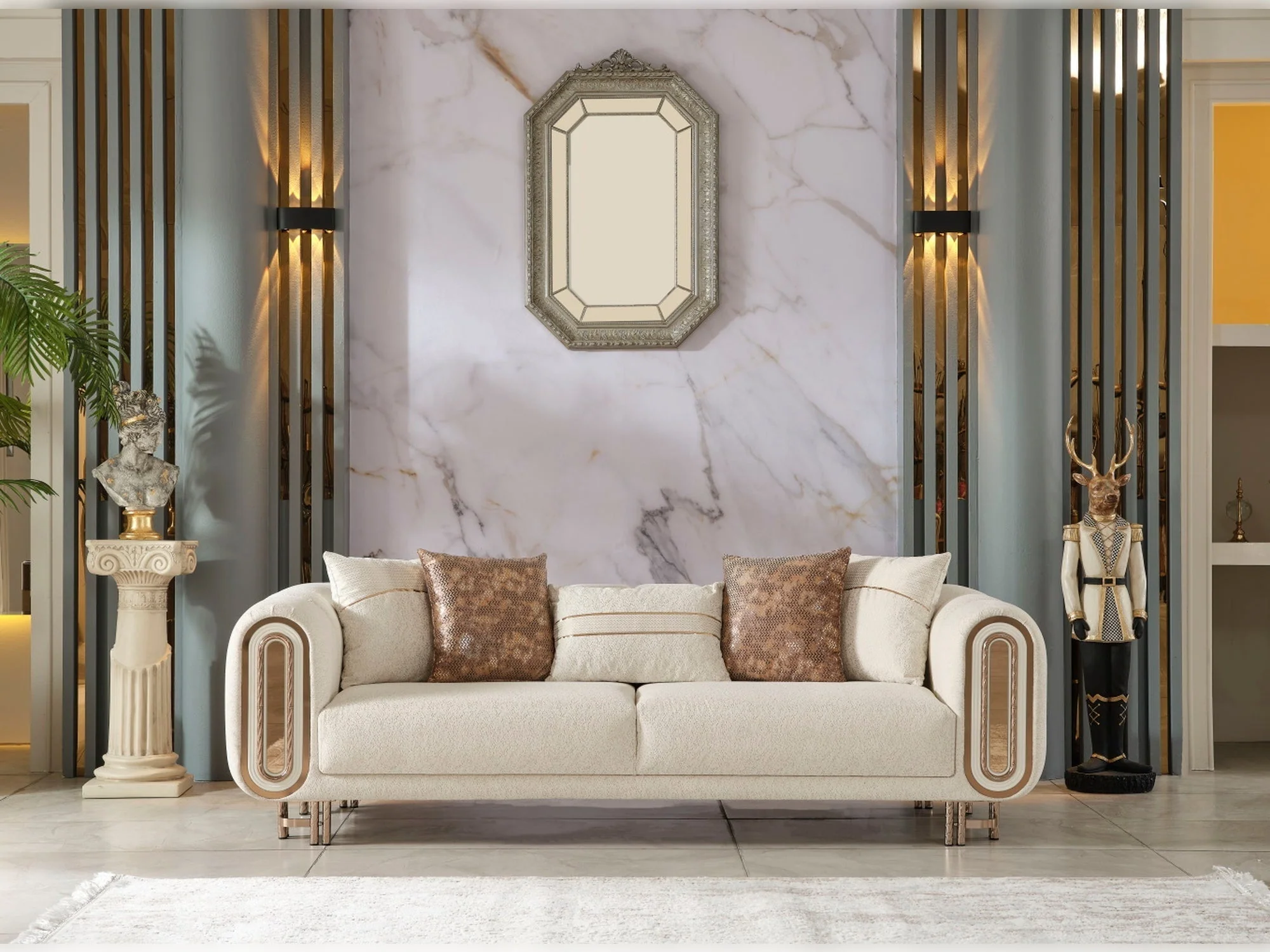 Bella Cream Stationary Loveseat - Image 4