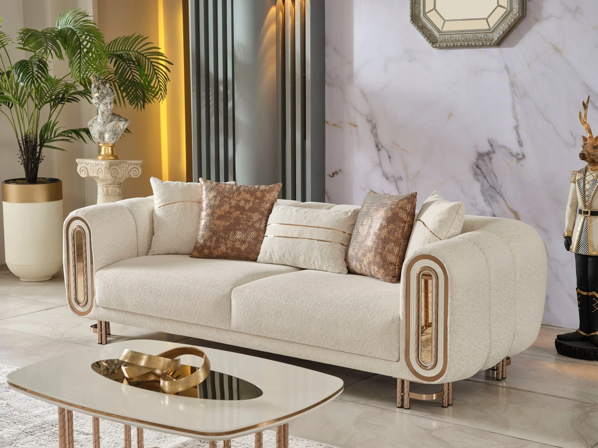 Bella Cream Stationary Loveseat - Image 5
