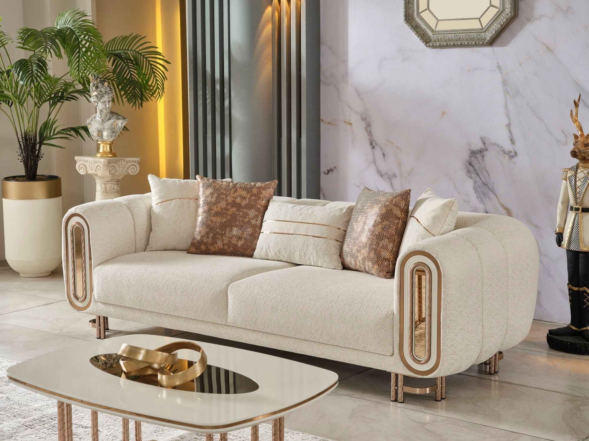 Bella Cream Stationary Sofa - Image 4