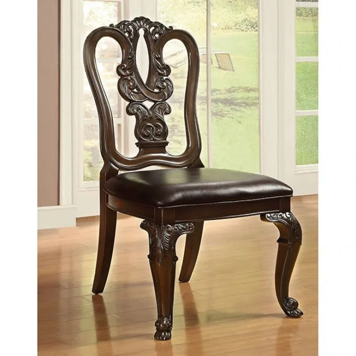 Bellagio Round Brown Cherry Fabric 5-Piece Dining Room Set - Image 2