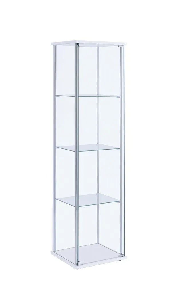 Bellatrix White/Clear Rectangular 4-Shelf Curio Cabinet - Image 10