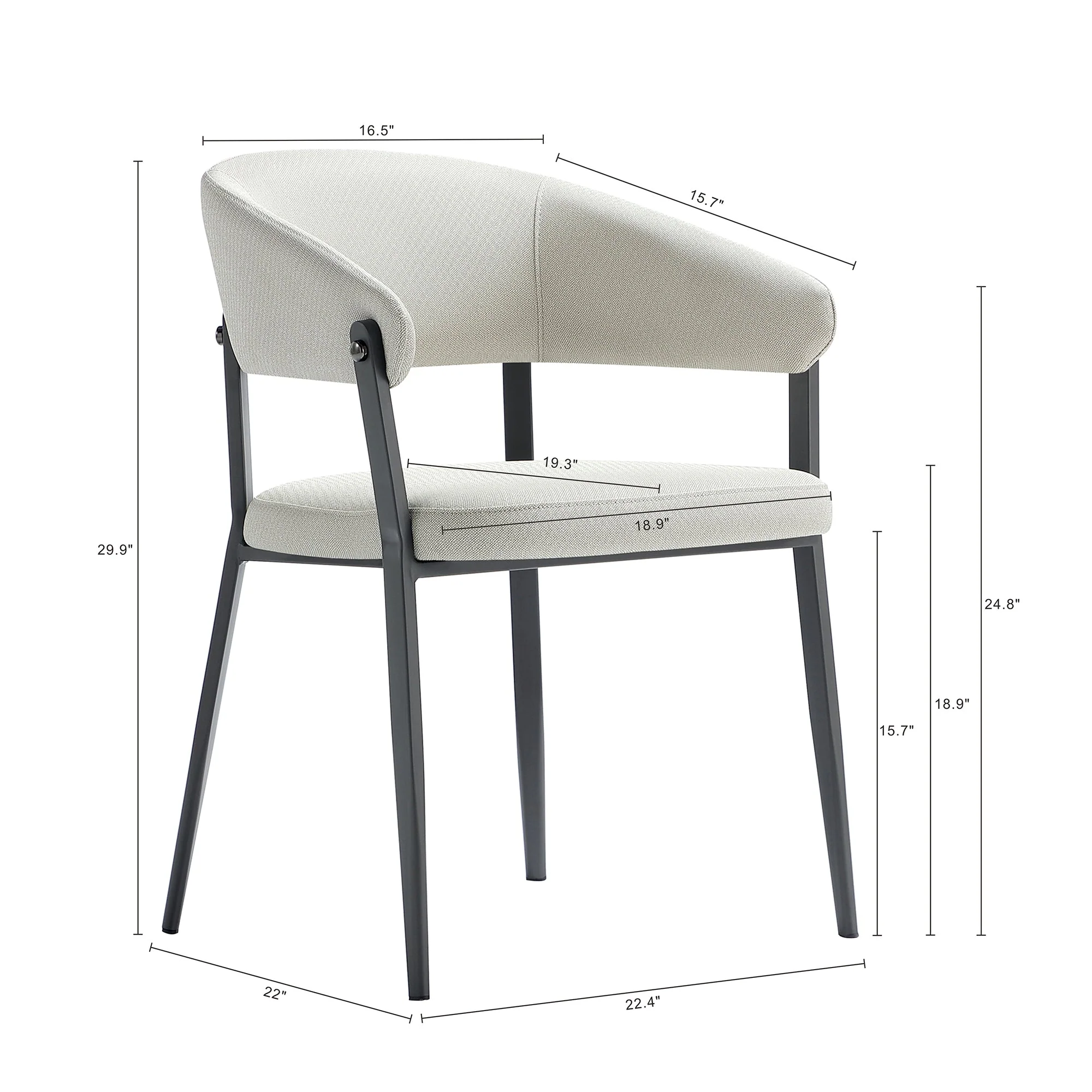 Belle Dining Chair in Oatmeal (set of 4) - Image 3