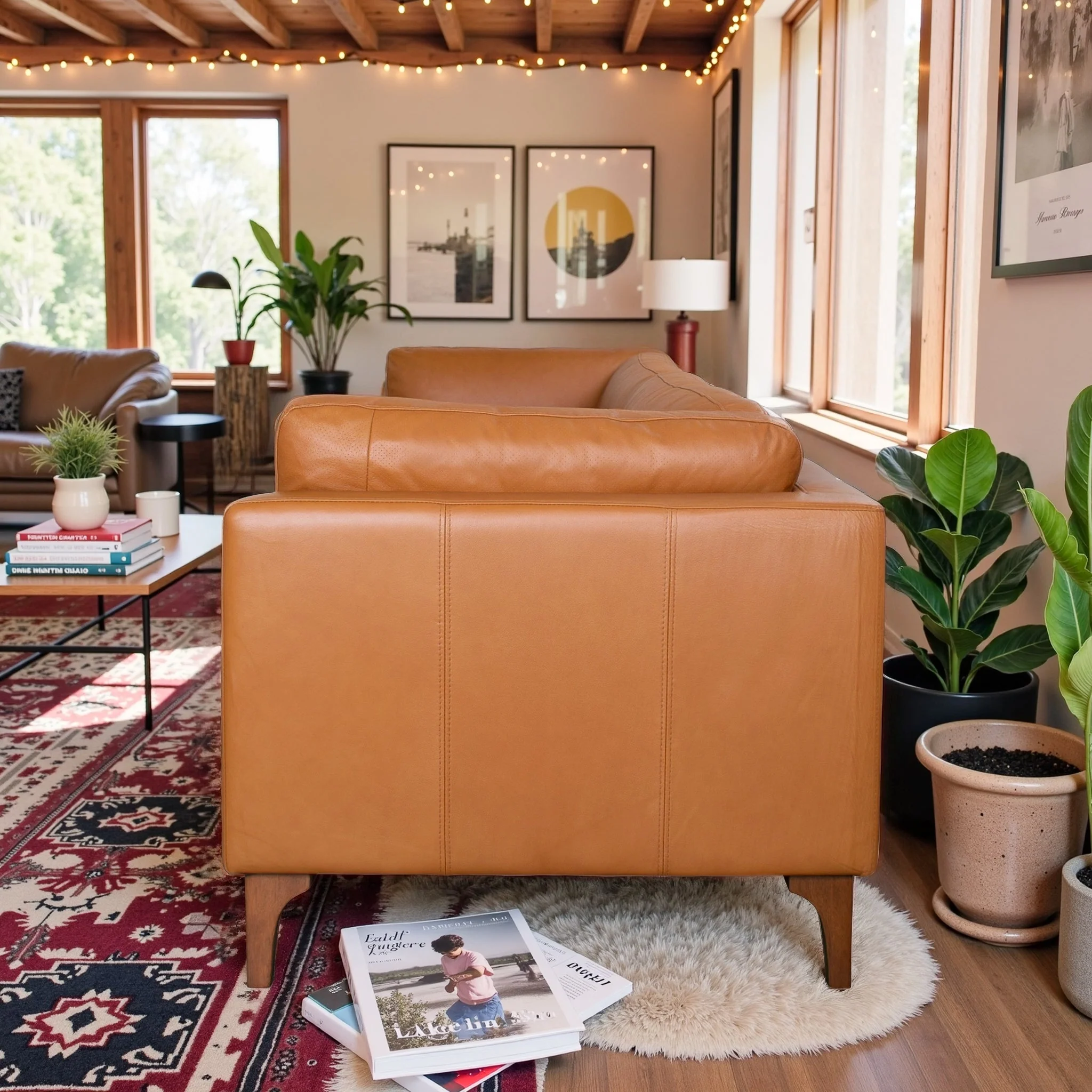 Bellrose Mid-Century Modern Genuine Leather Sofa - Image 5