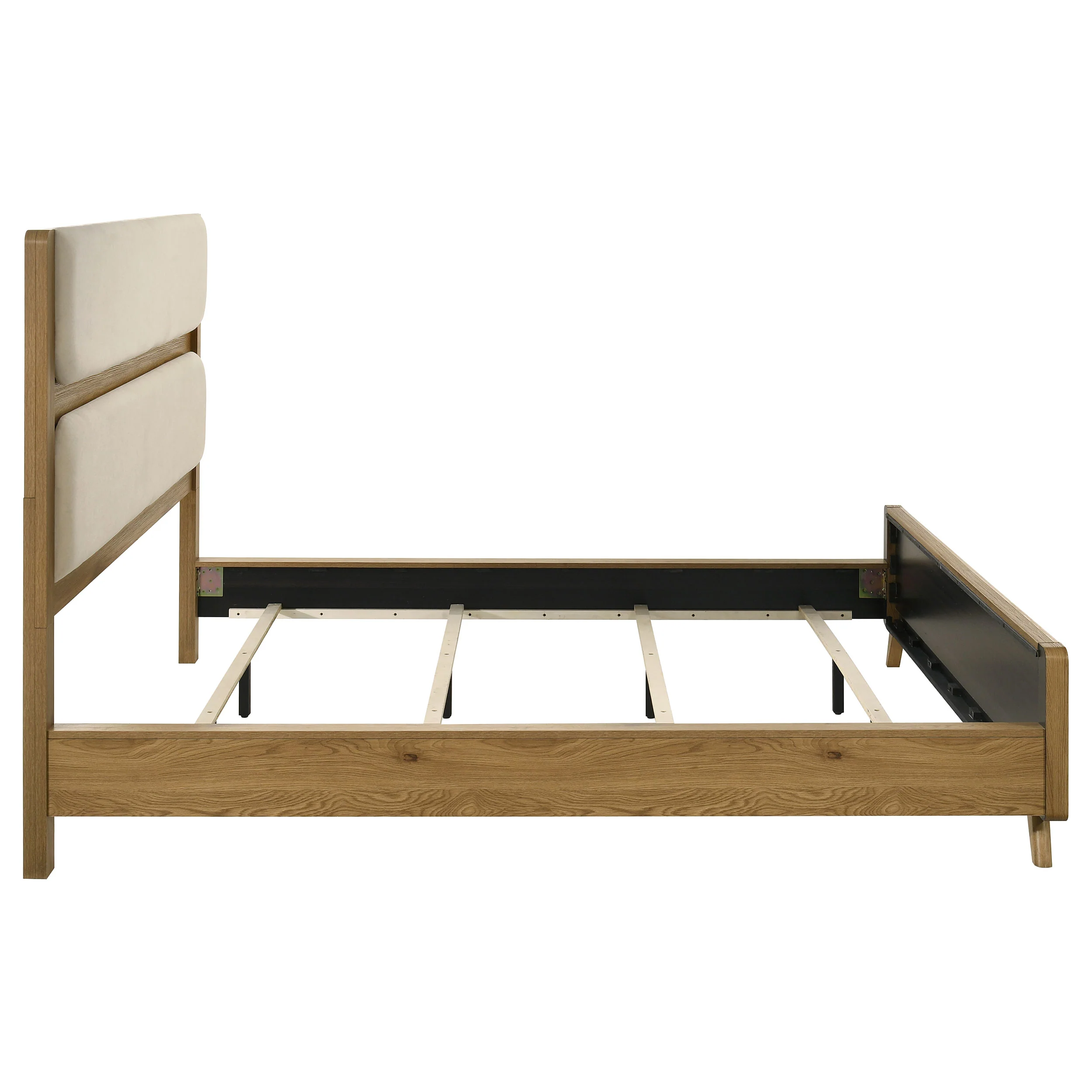 Bennett Cream and Light Oak 62-inch California King Upholstered Panel Bed - Image 6