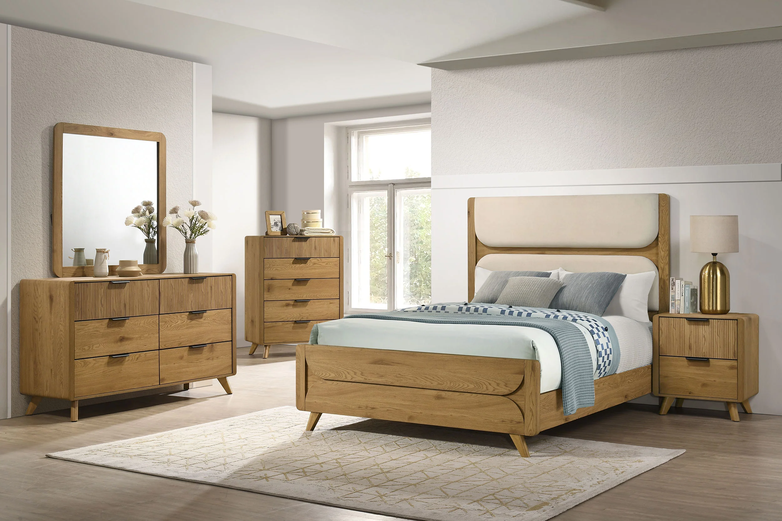 Bennett Light Oak 2-drawer Bedroom Nightstand Bedside Table - Image 15