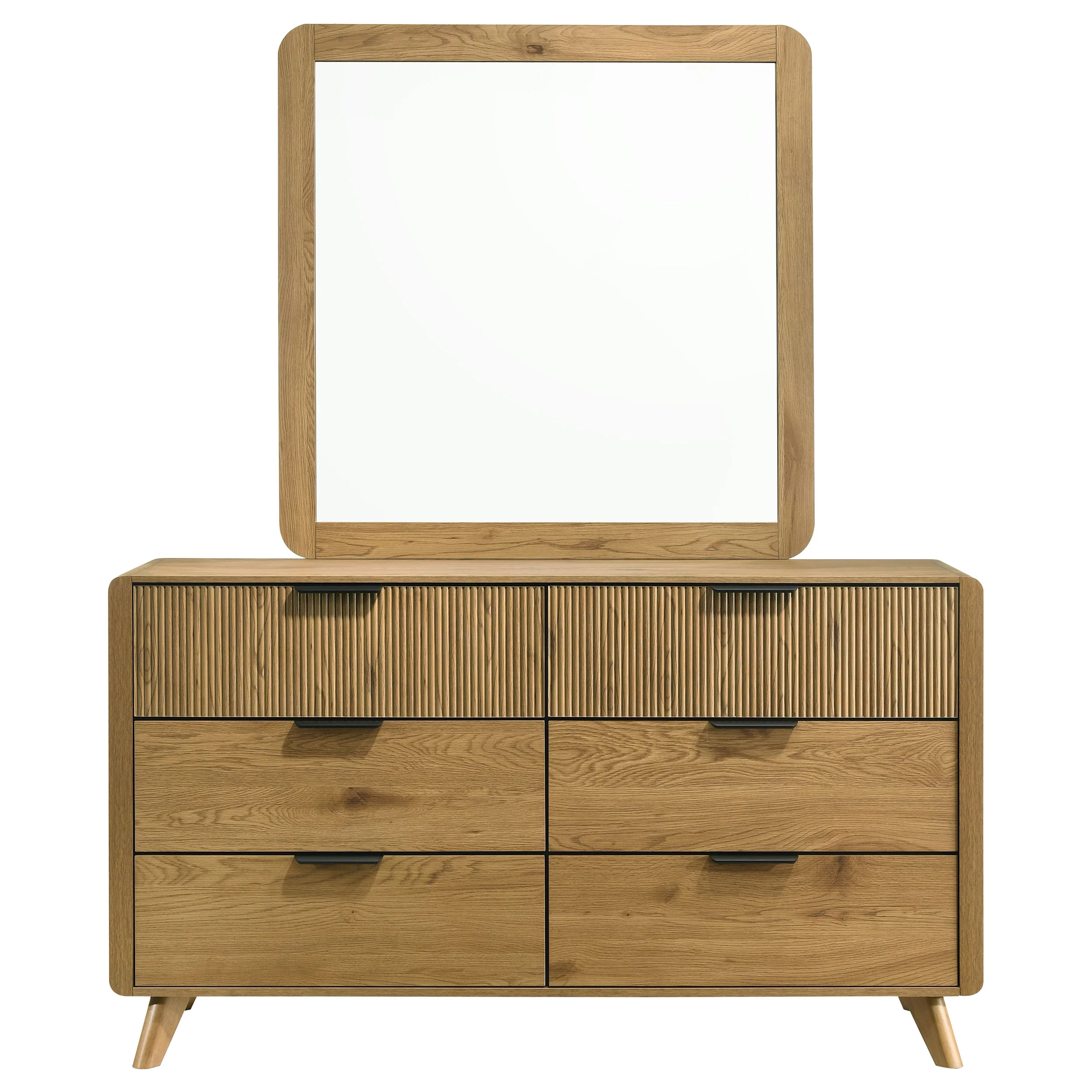 Bennett Light Oak 6-drawer Bedroom Dresser and Mirror Set - Image 3