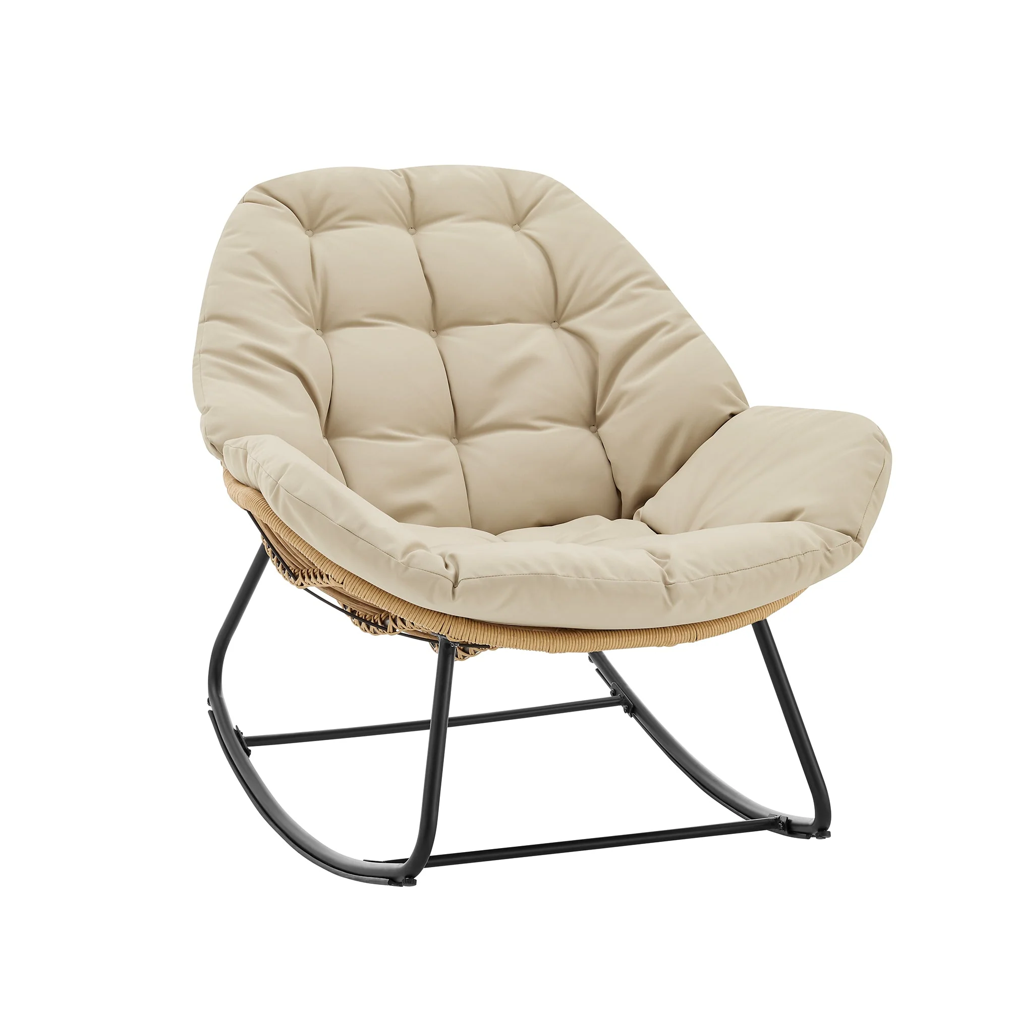 Benson 3-Piece Patio Rocking Chair with Ottoman and Table in Cream - Image 11