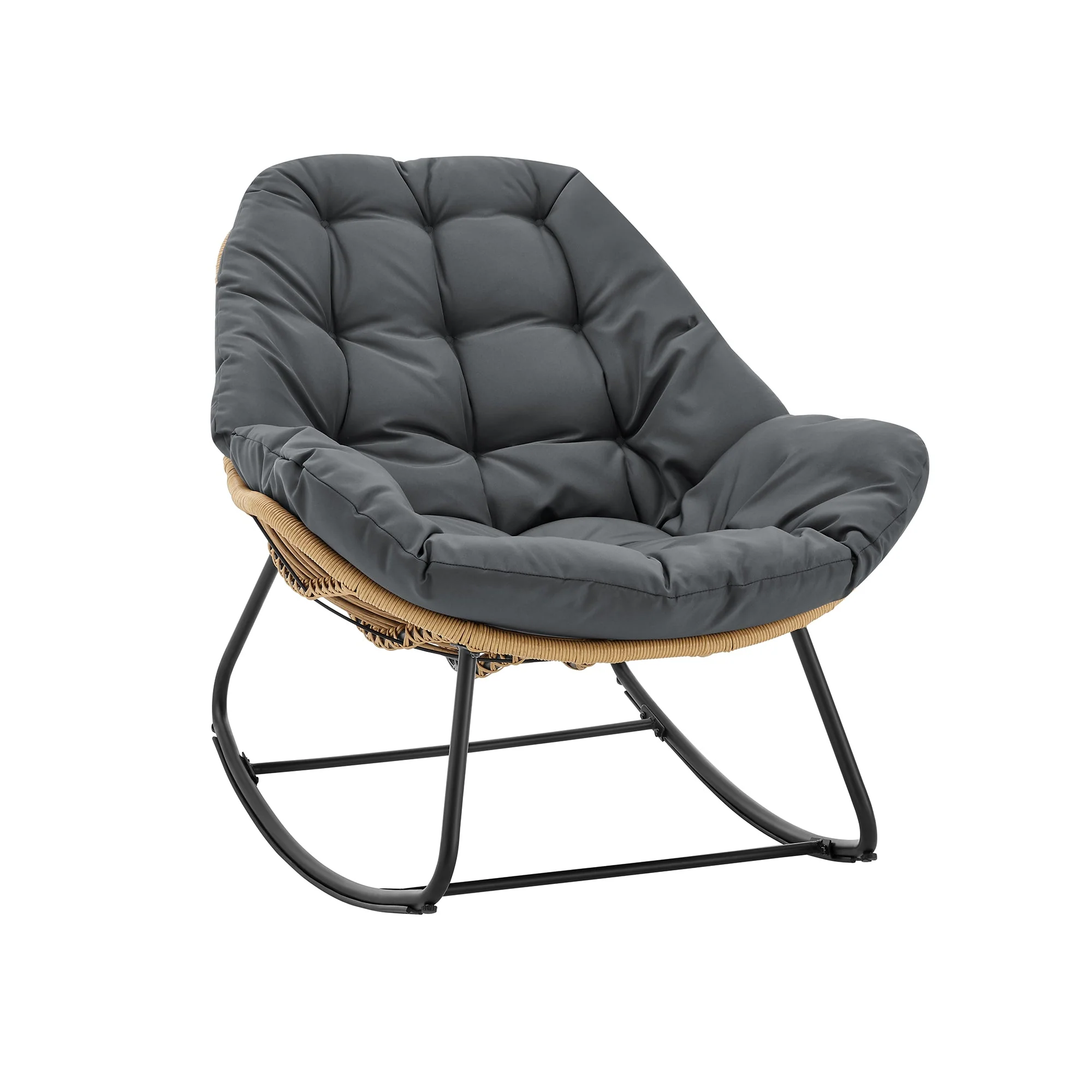 Benson 3-Piece Patio Rocking Chair with Ottoman and Table in Grey - Image 11