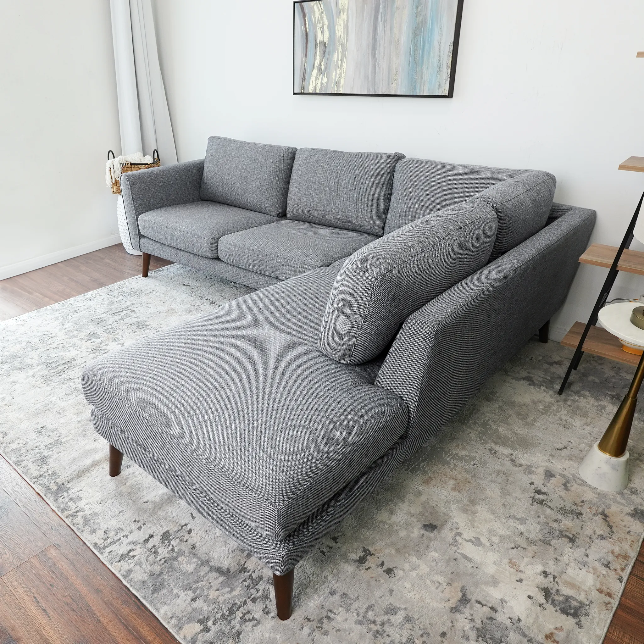 Benson Grey Fabric Sectional Sofa Right Facing Chaise - Image 6