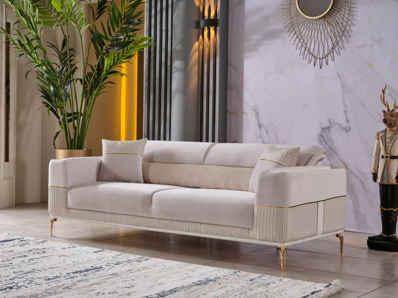 Berlin Beige 3-pieces (Sofa & Loveseat & Chair) Living Room Set - Image 5
