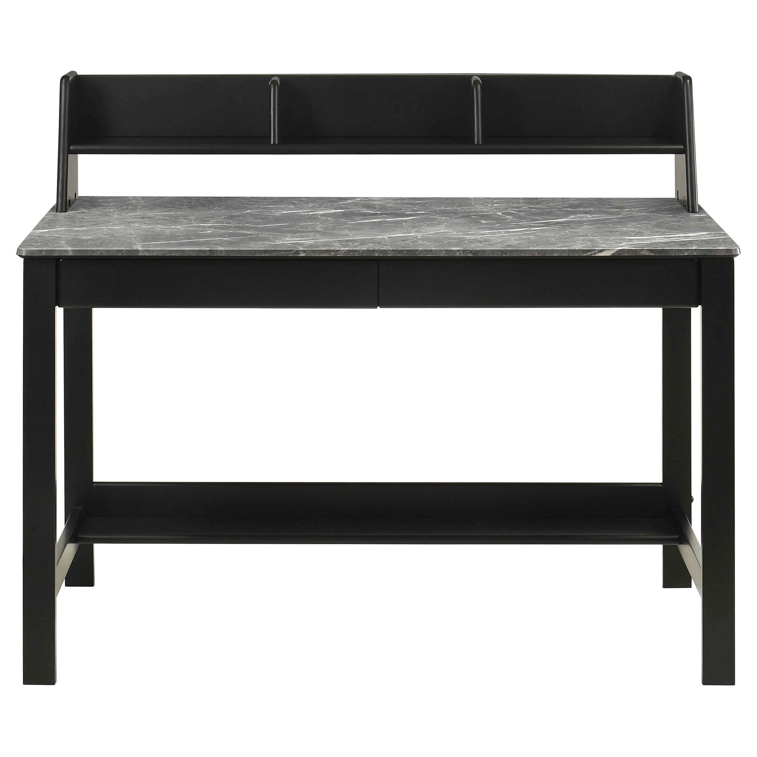 Besler Grey Stone/Black 47-inch SmartTop Writing Desk with Shelf - Image 4