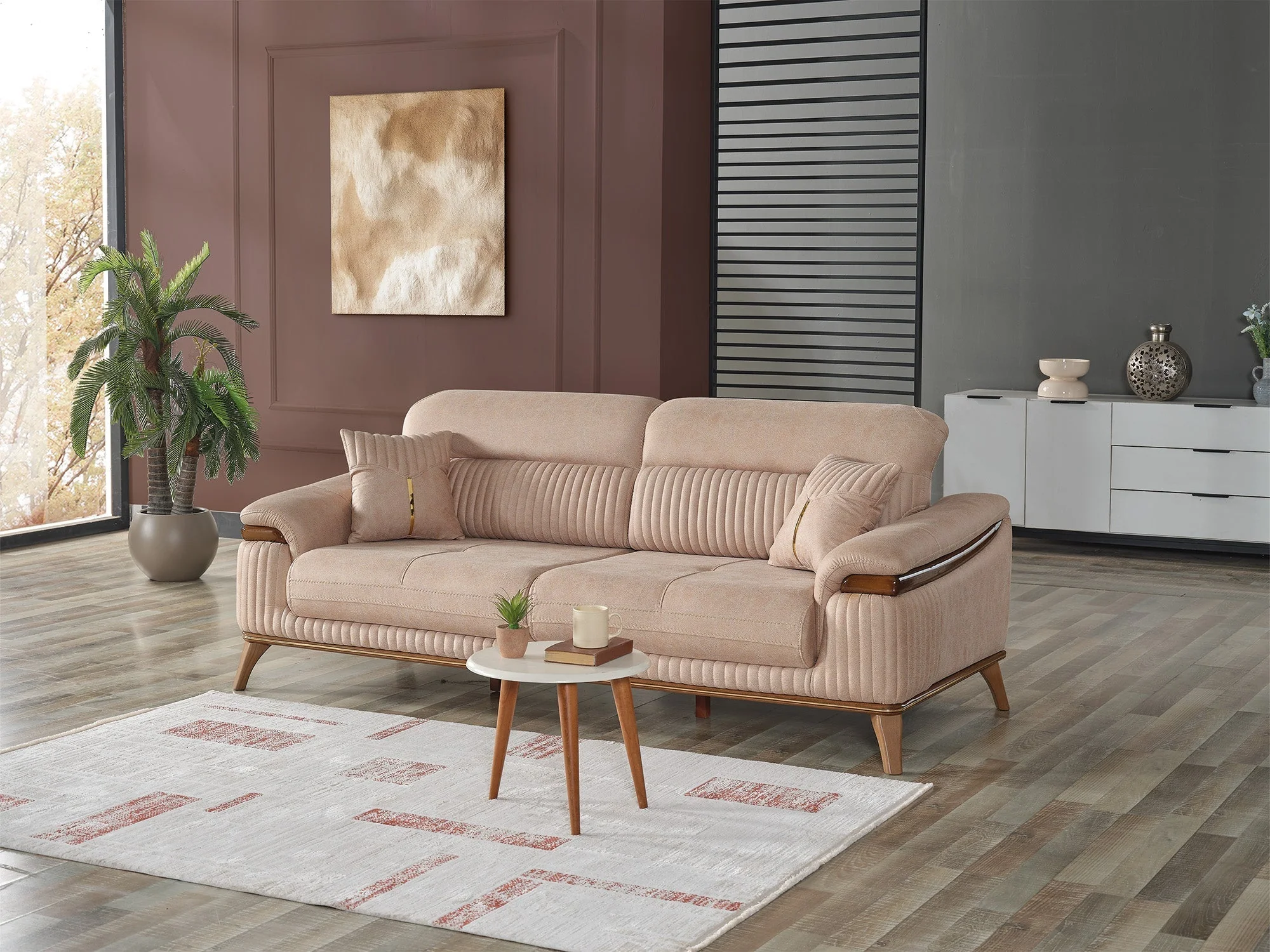 Beta Beige 3-pieces (Sofa & Loveseat & Chair) Living Room Set - Image 5
