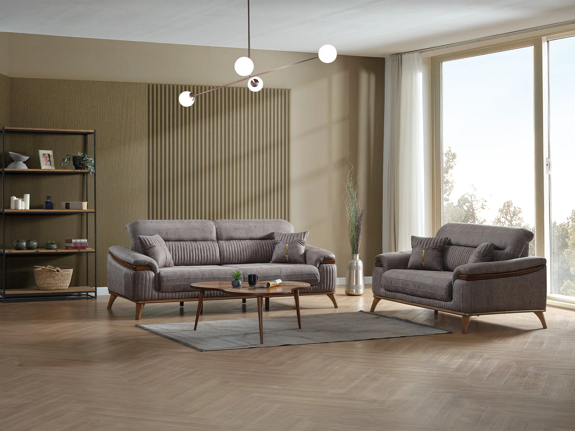 Beta Fume Convertible Loveseat - Image 7