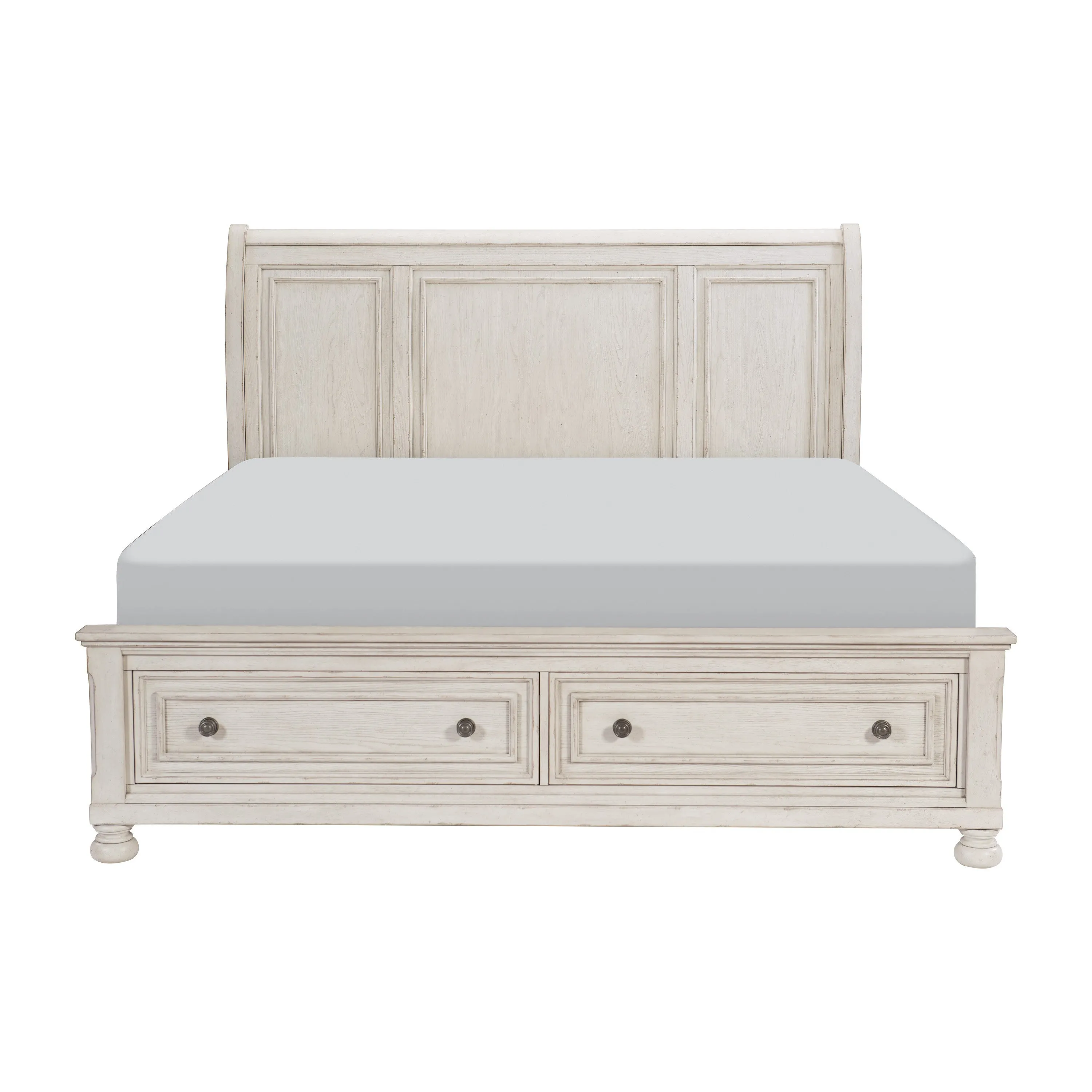 Bethel Wire Brushed White Sleigh Storage Platform Bedroom Set - Image 3