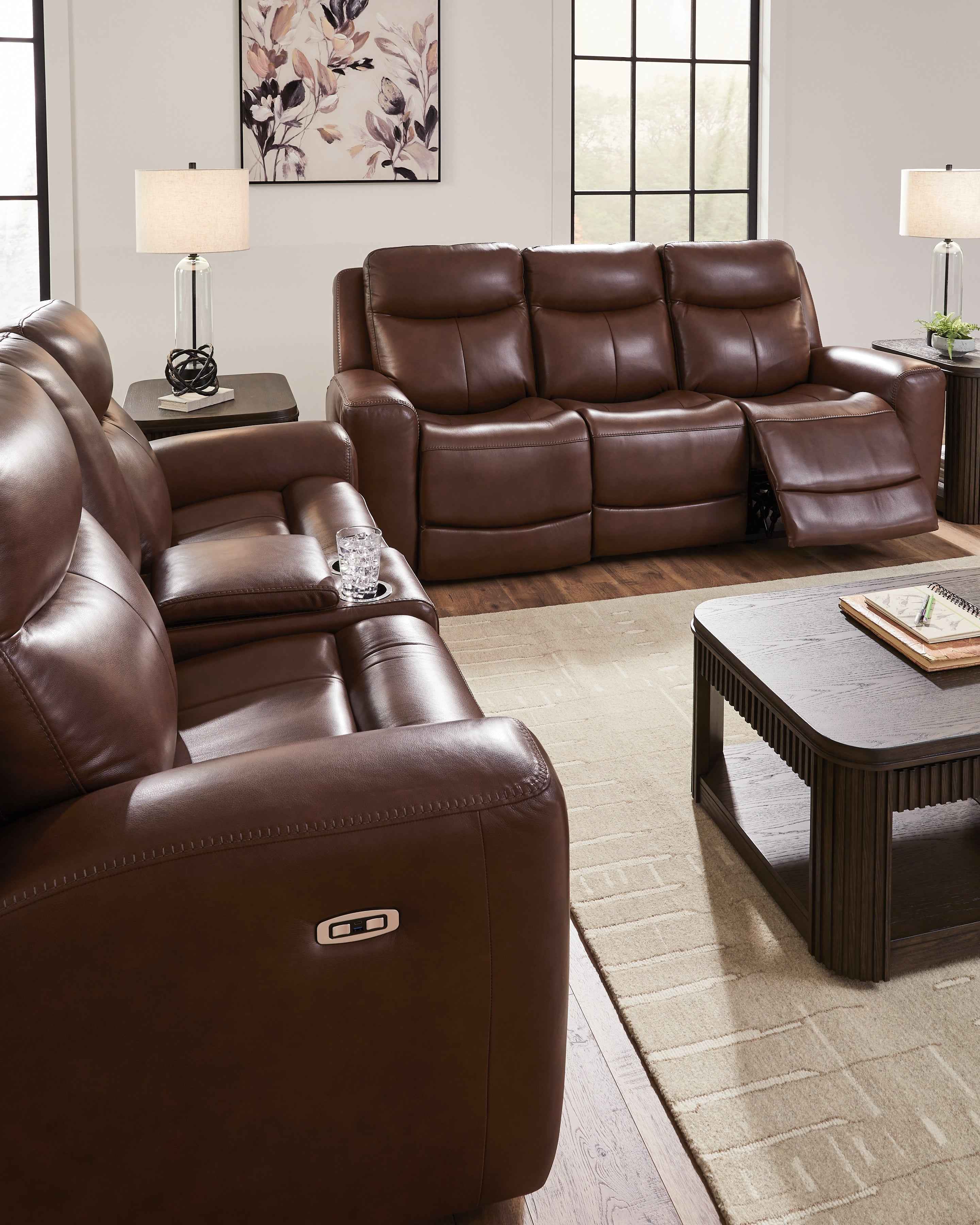 Bexhurst Mahogany Power Reclining Sofa and Loveseat - Image 4