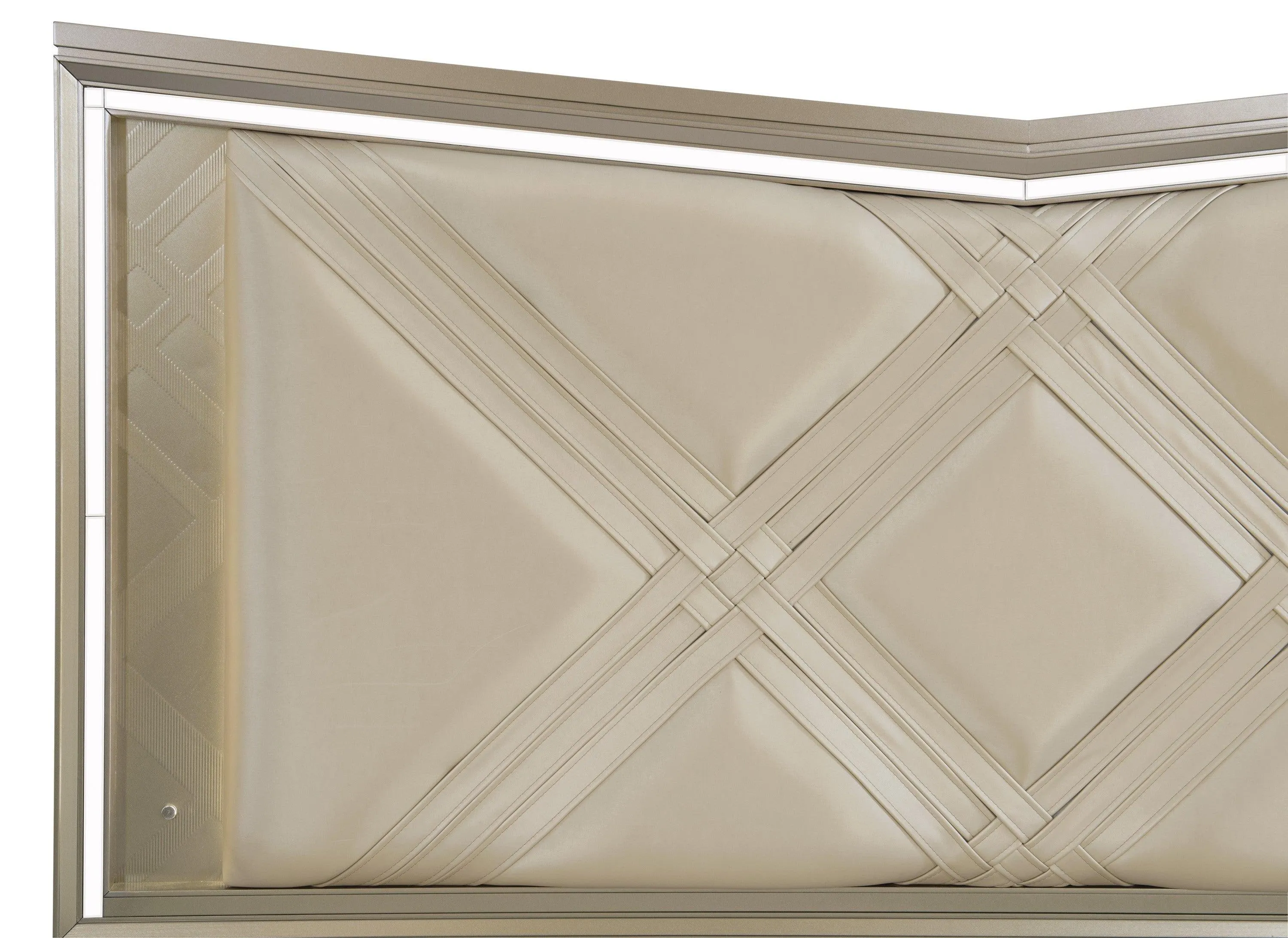 Bijou Champagne King LED Upholstered Storage Platform Bed - Image 4
