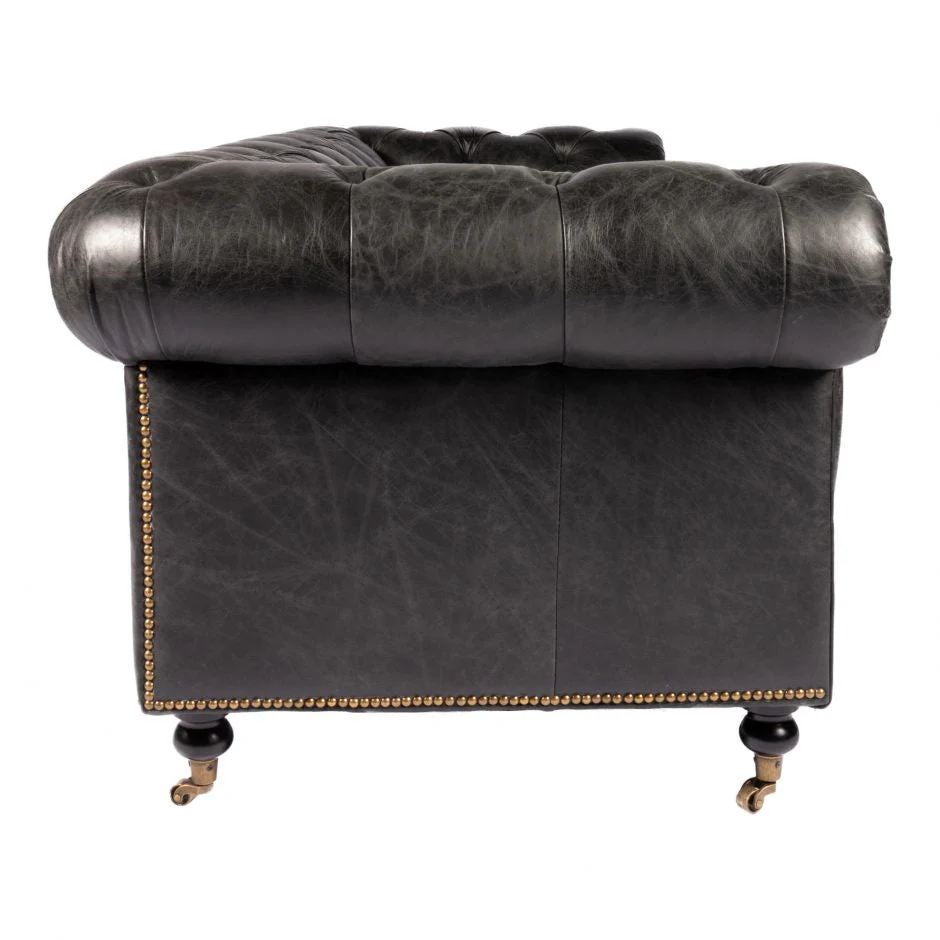 Birmingham Sofa Black Leather - Image 4