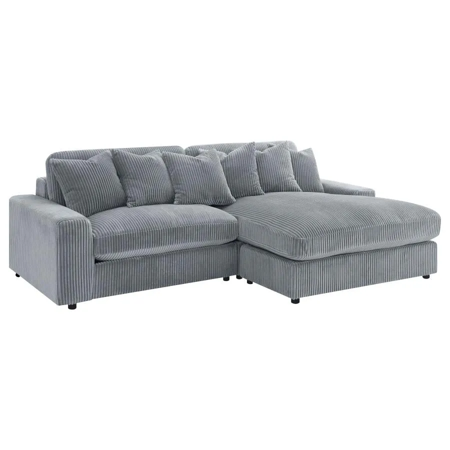 Blaine Fog 2-Piece Upholstered Reversible Chaise Sectional - Image 2