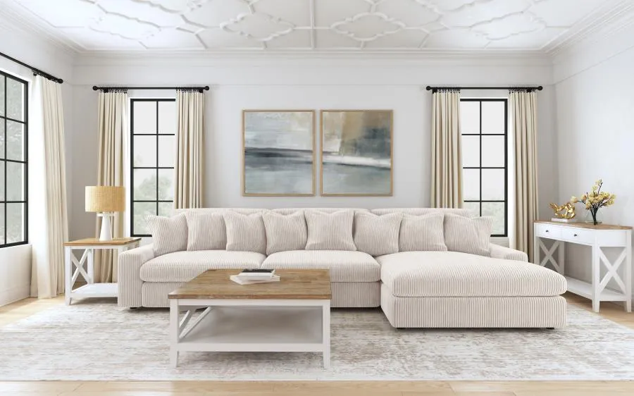 Blaine Sand 3-Piece Upholstered Reversible Chaise Sectional