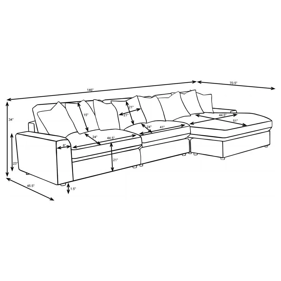 Blaine Sand 3-Piece Upholstered Reversible Chaise Sectional - Image 13