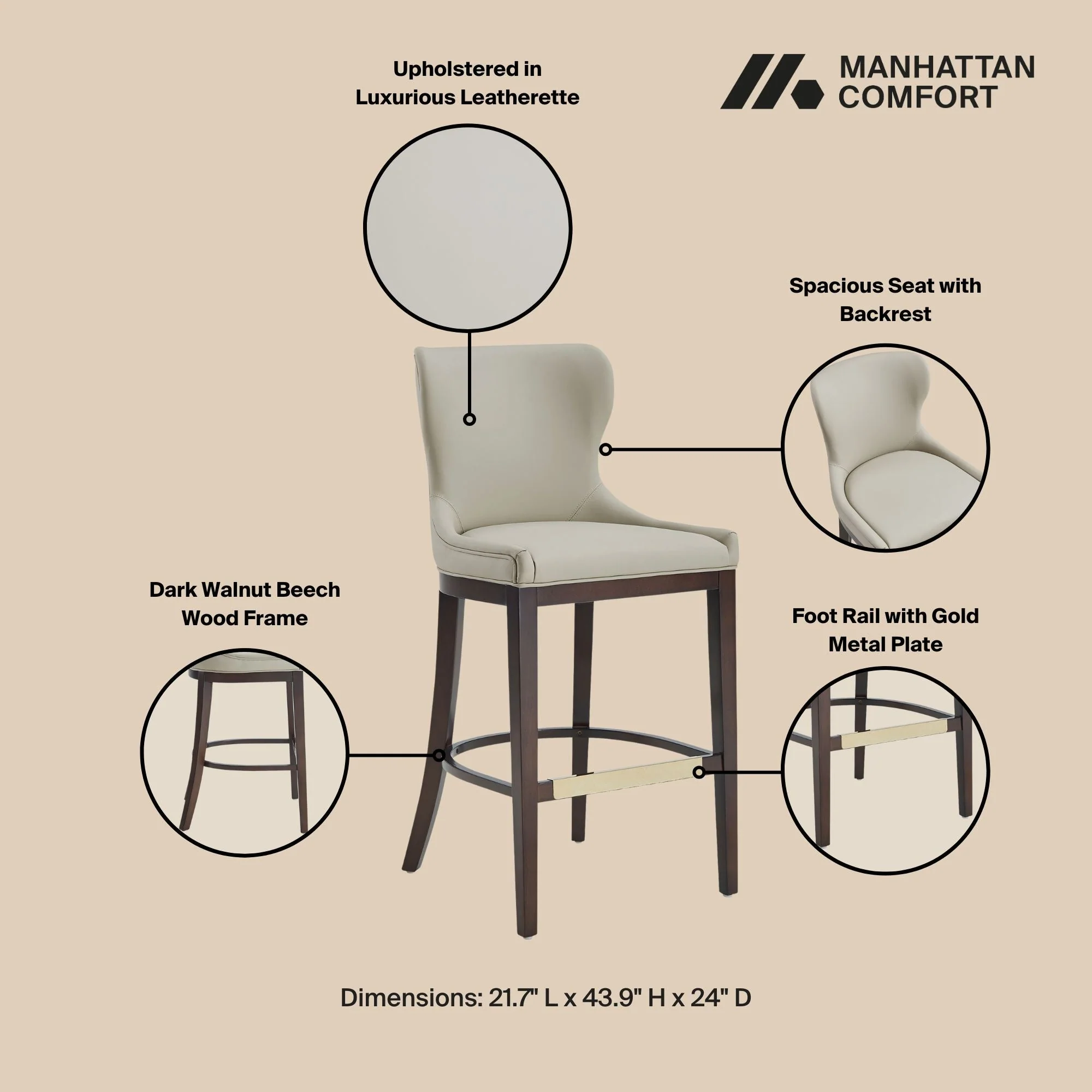 Blair Barstool in Stone - Image 4
