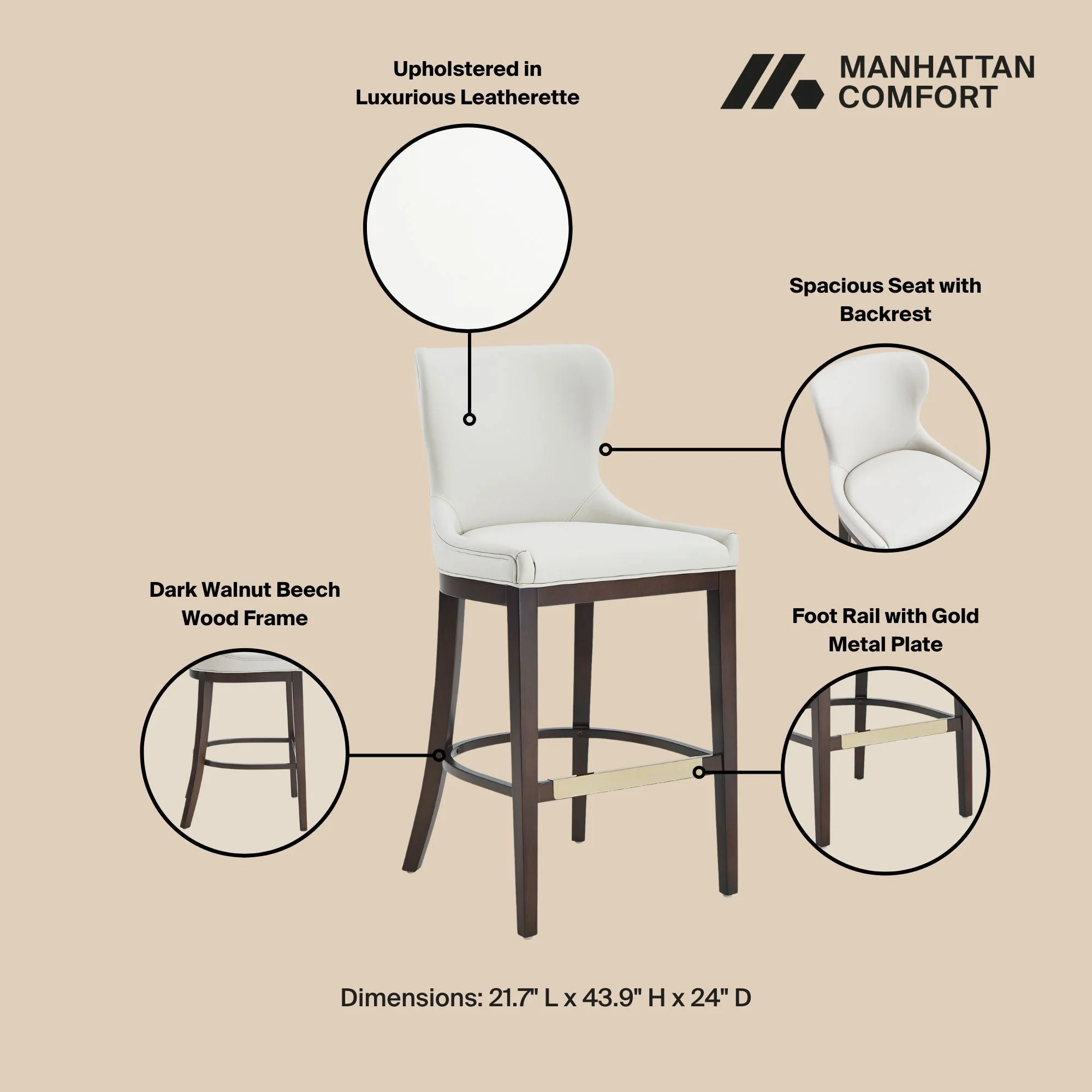 Blair Barstool in White (set of 2) - Image 4