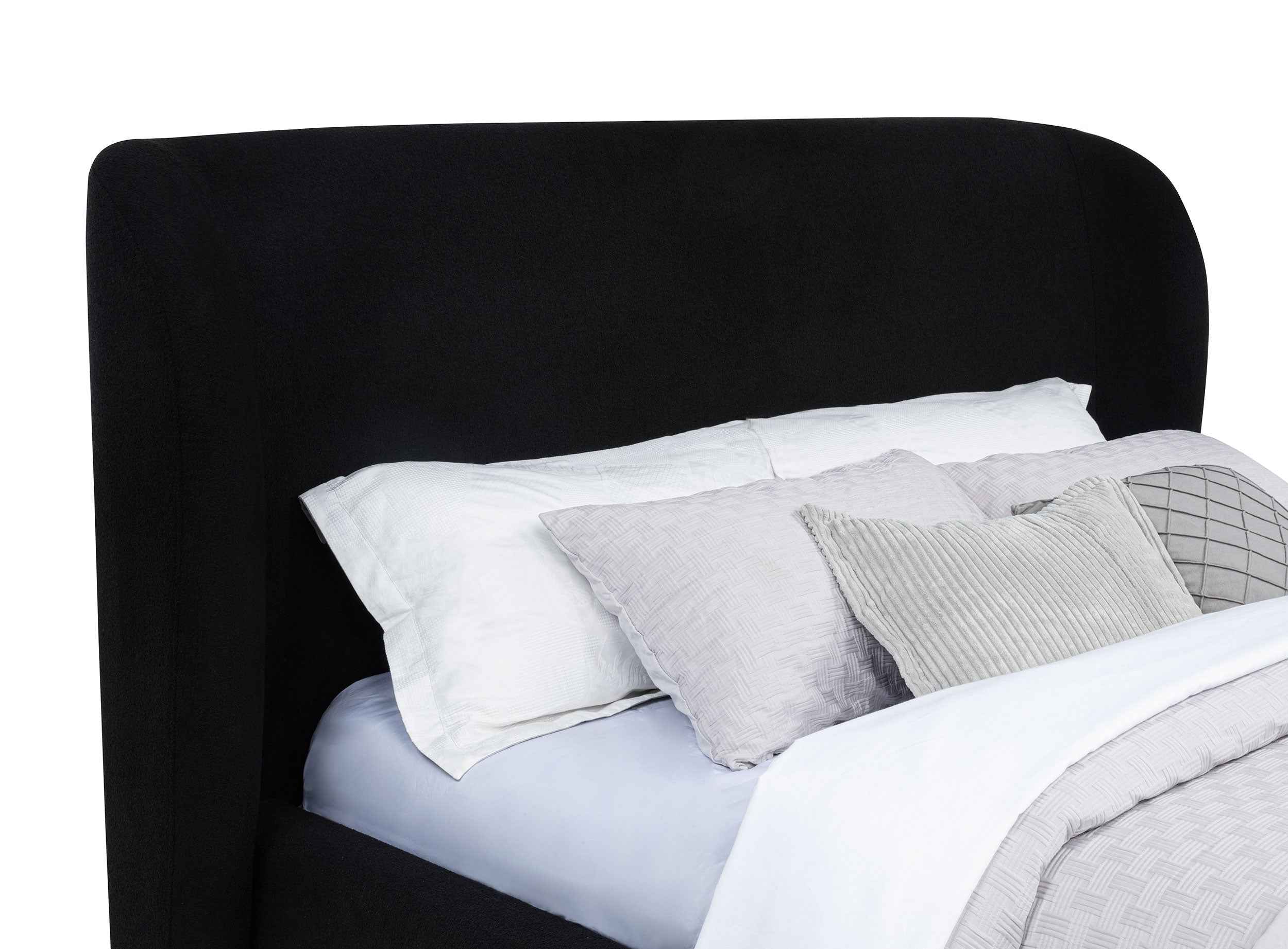Blaire Black Upholstered Eastern King Wingback Platform Bed - Image 3