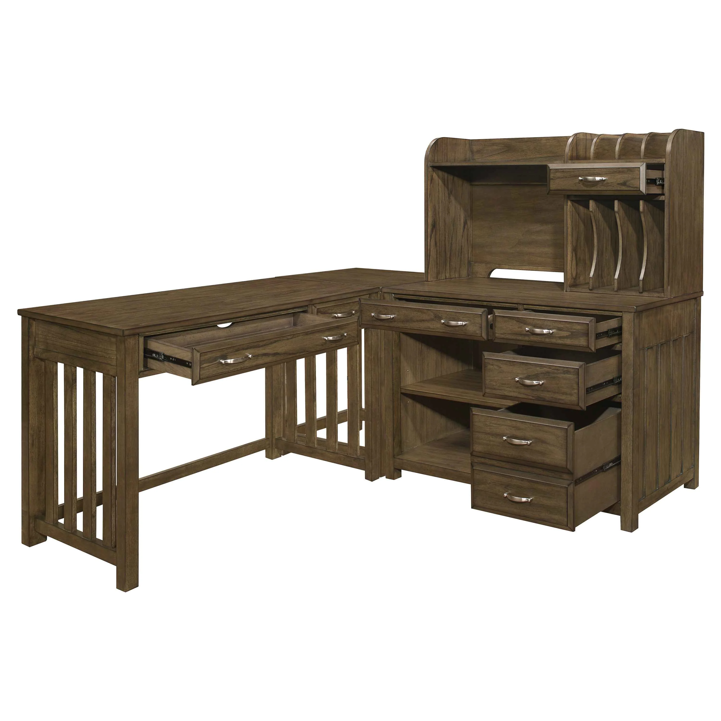 Blanche Brown Gray 4-Piece Corner Desk - Image 2