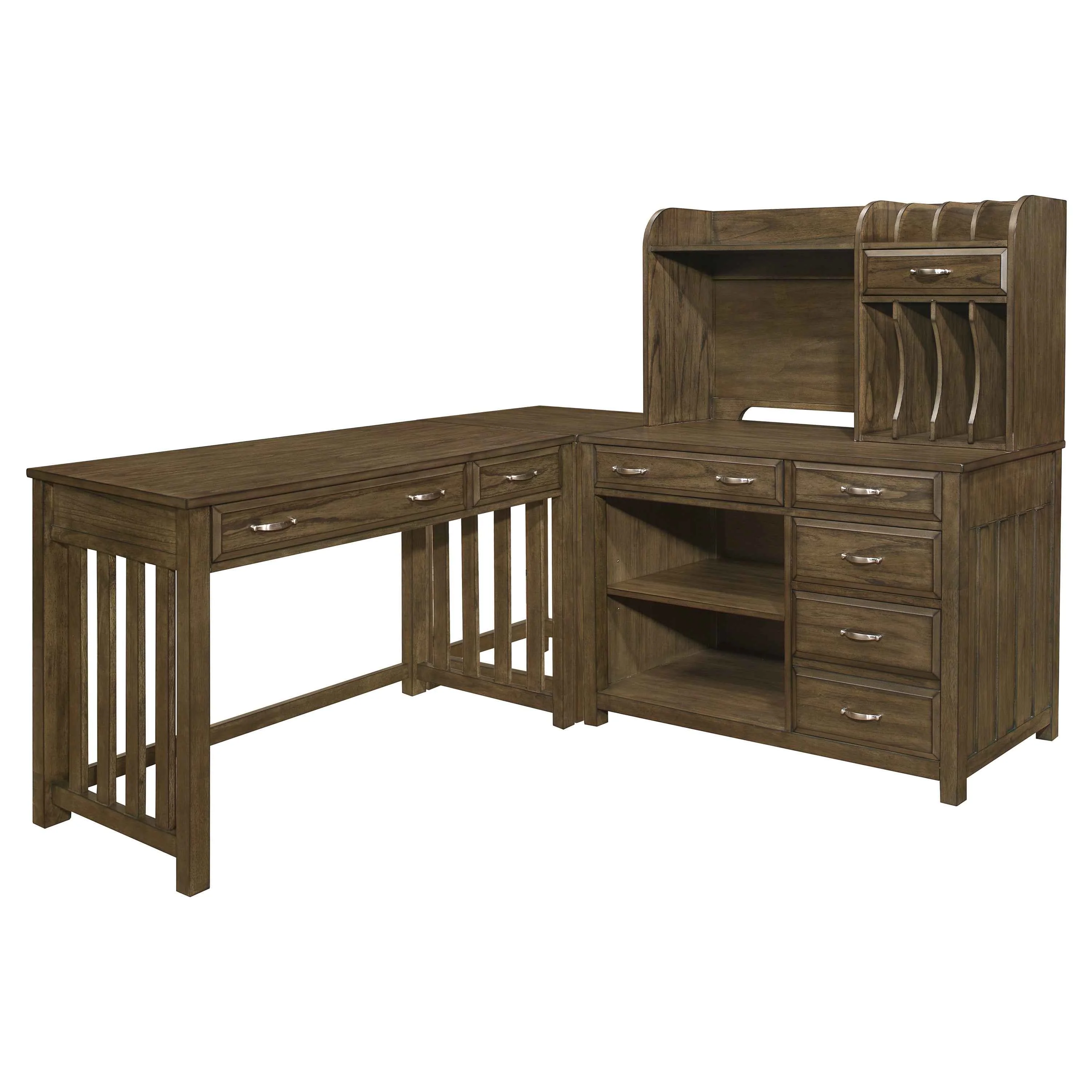 Blanche Brown Gray 4-Piece Corner Desk - Image 3