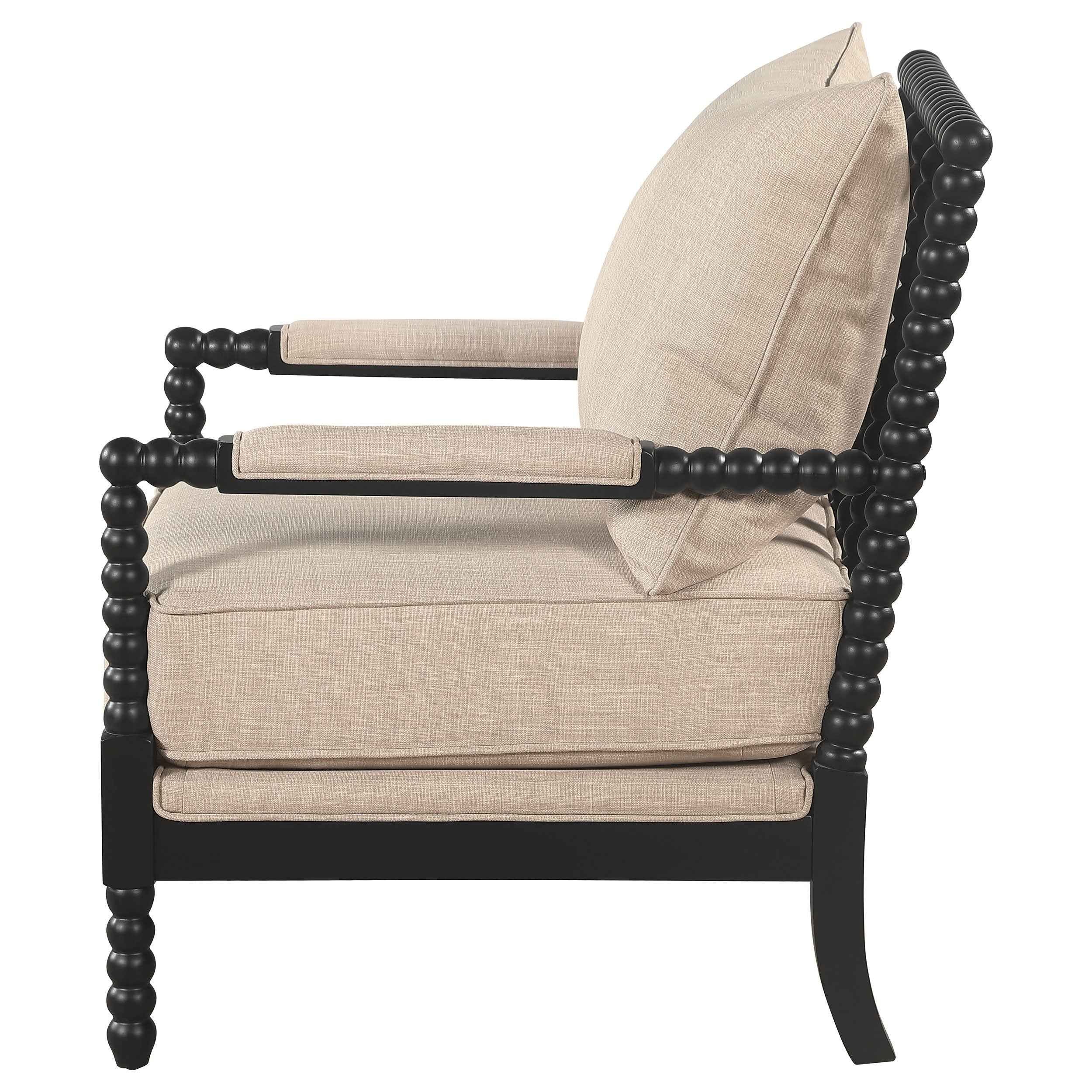 Blanchett Beige/Black Upholstered Bobbin Accent Chair - Image 5